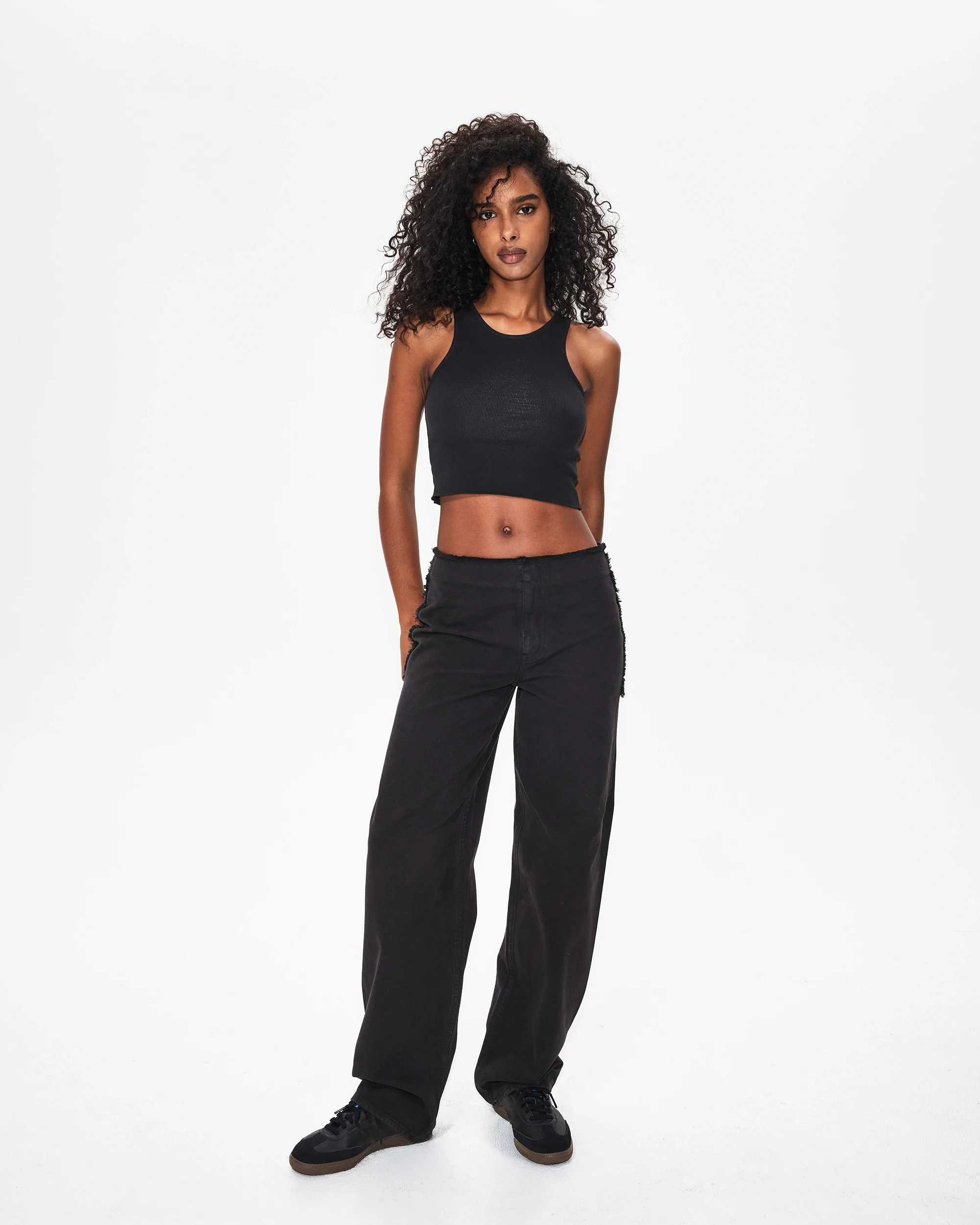 Raw Edge Canvas Pant | Washed Black - Image 3