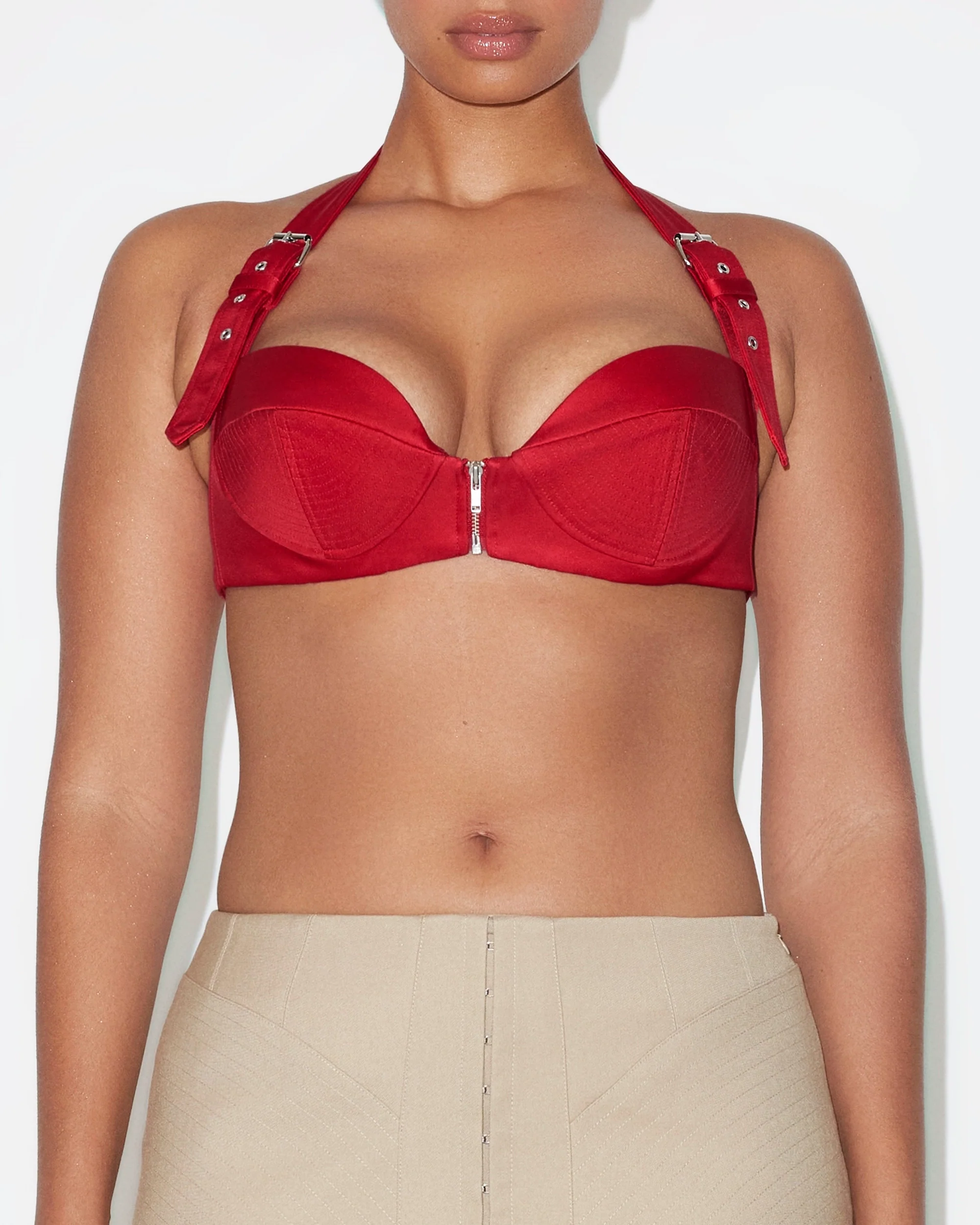 Satin Zipper Bralette | Ruby - Image 3
