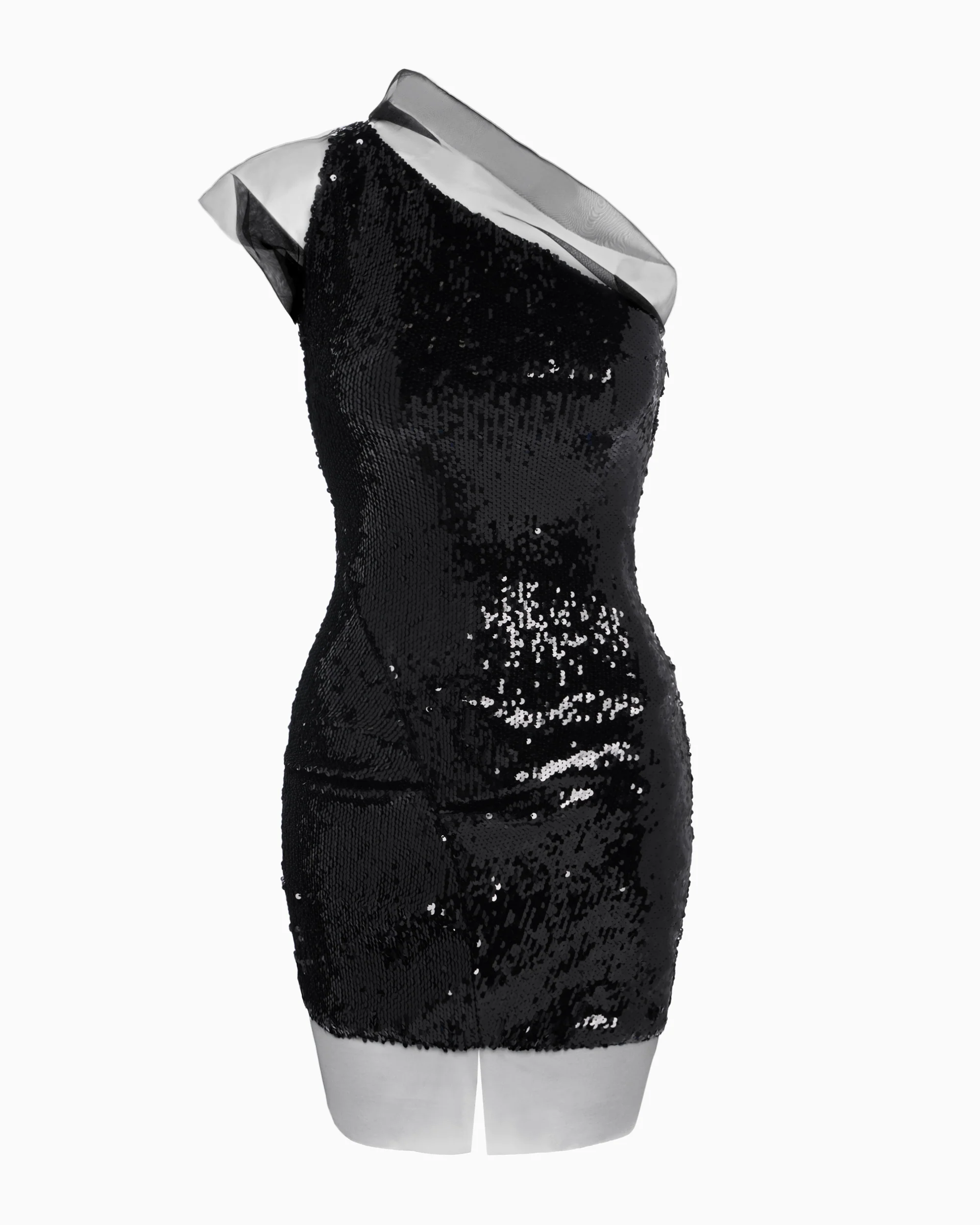 Sequin One Shoulder Mini Dress | Black - Image 2