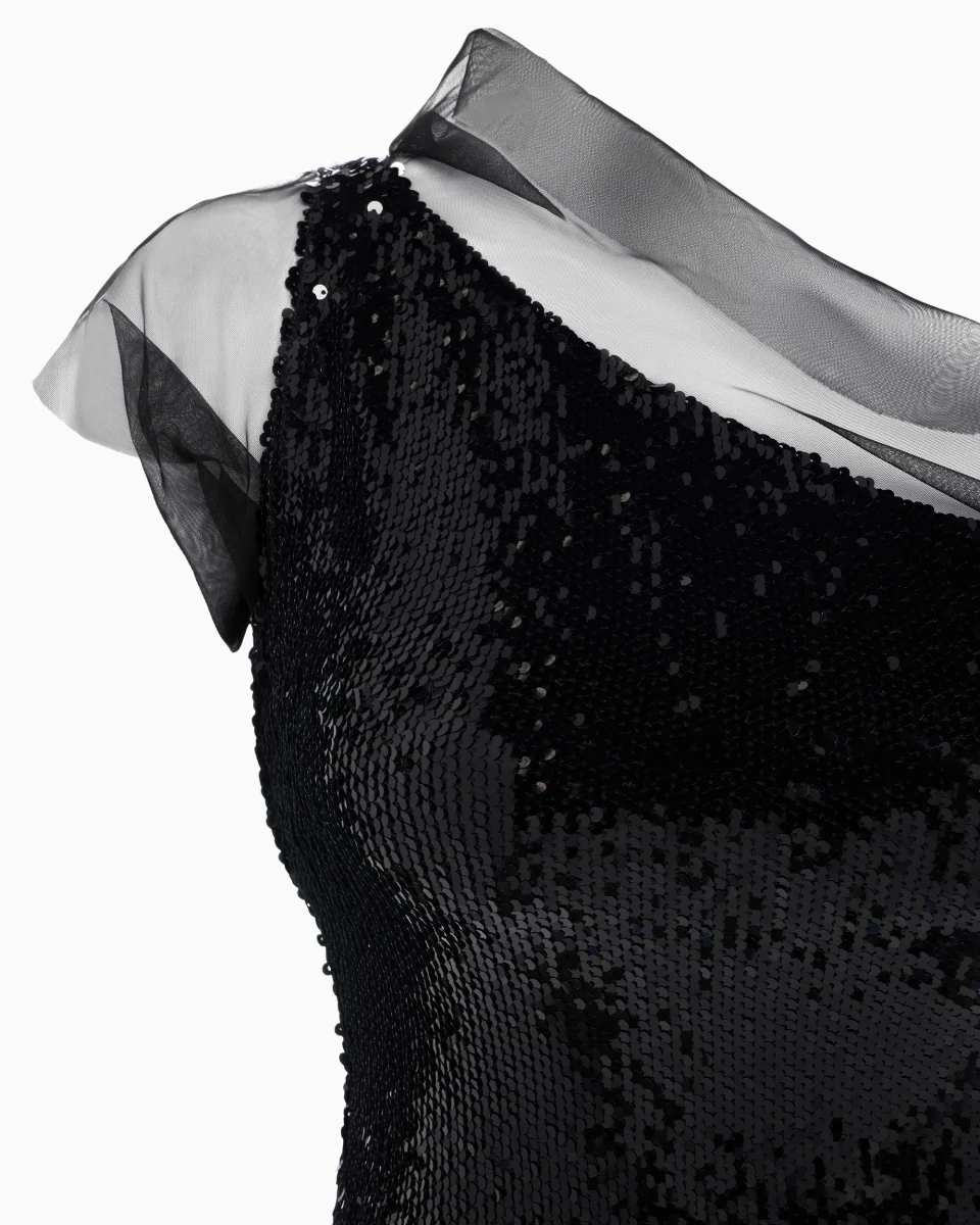 Sequin One Shoulder Mini Dress | Black - Image 6