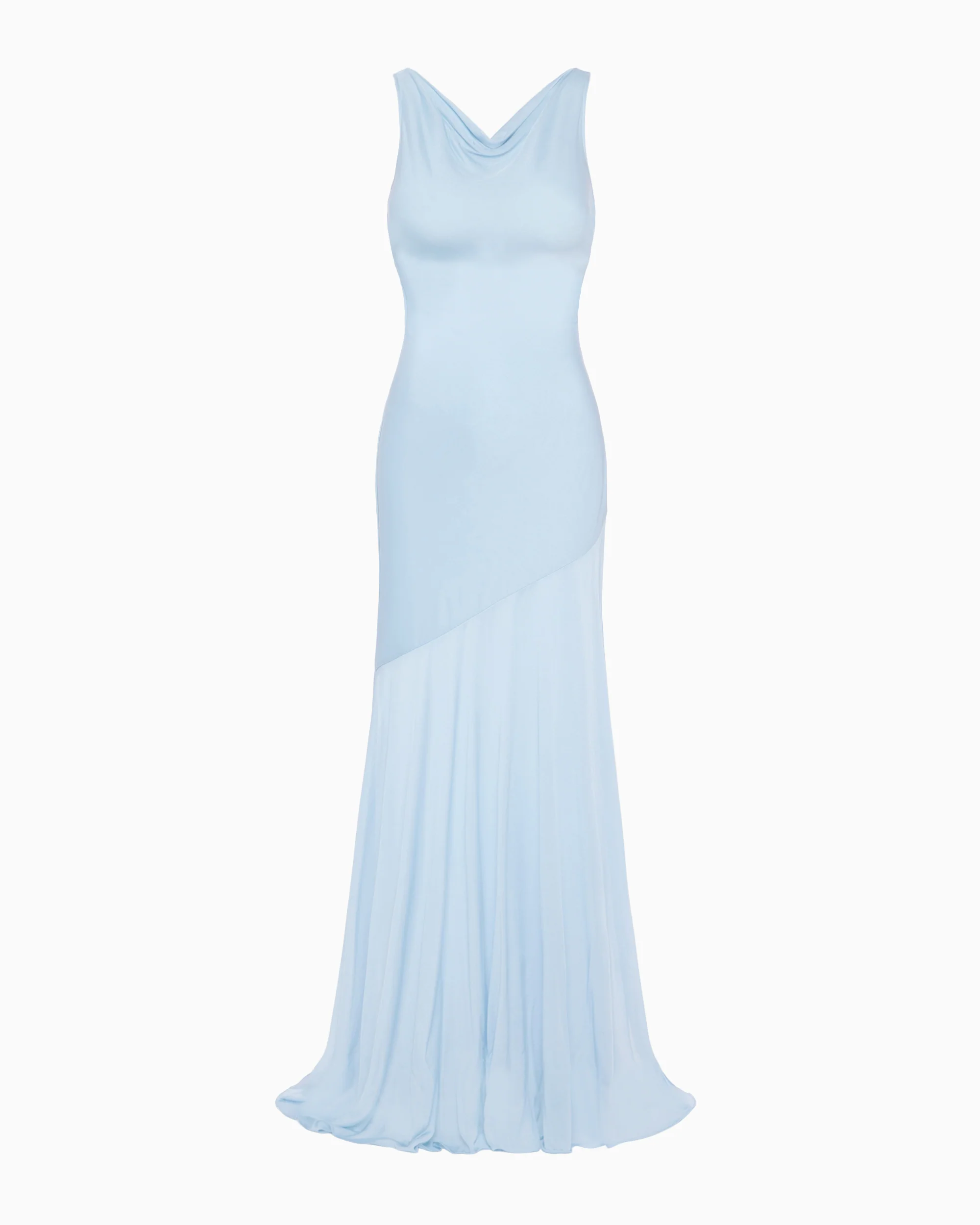 Sheer Draped Long Dress | Lt Blue - Image 2