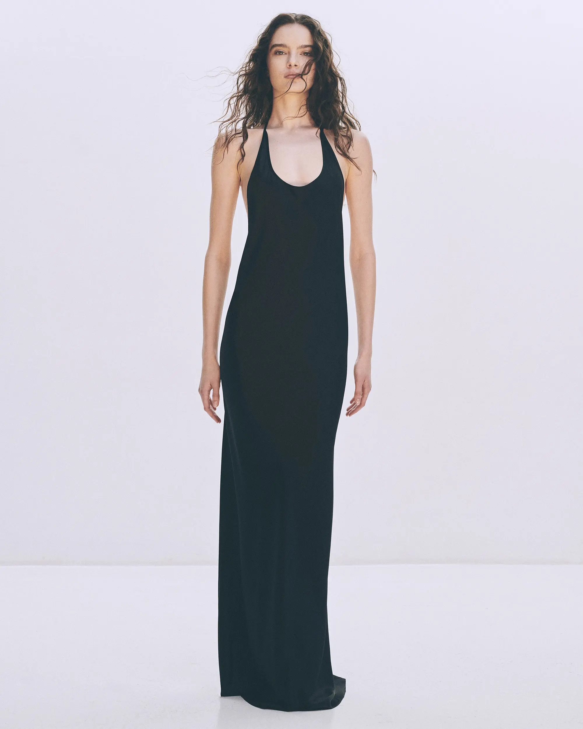 Silk Asymmetric Bias Gown | Black