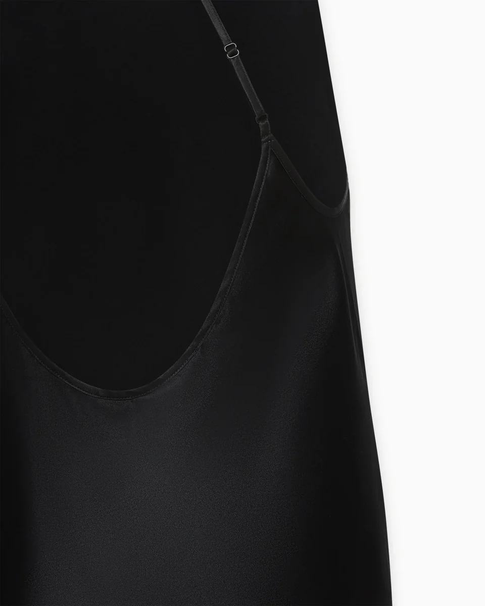 Silk Asymmetric Bias Gown | Black - Image 10