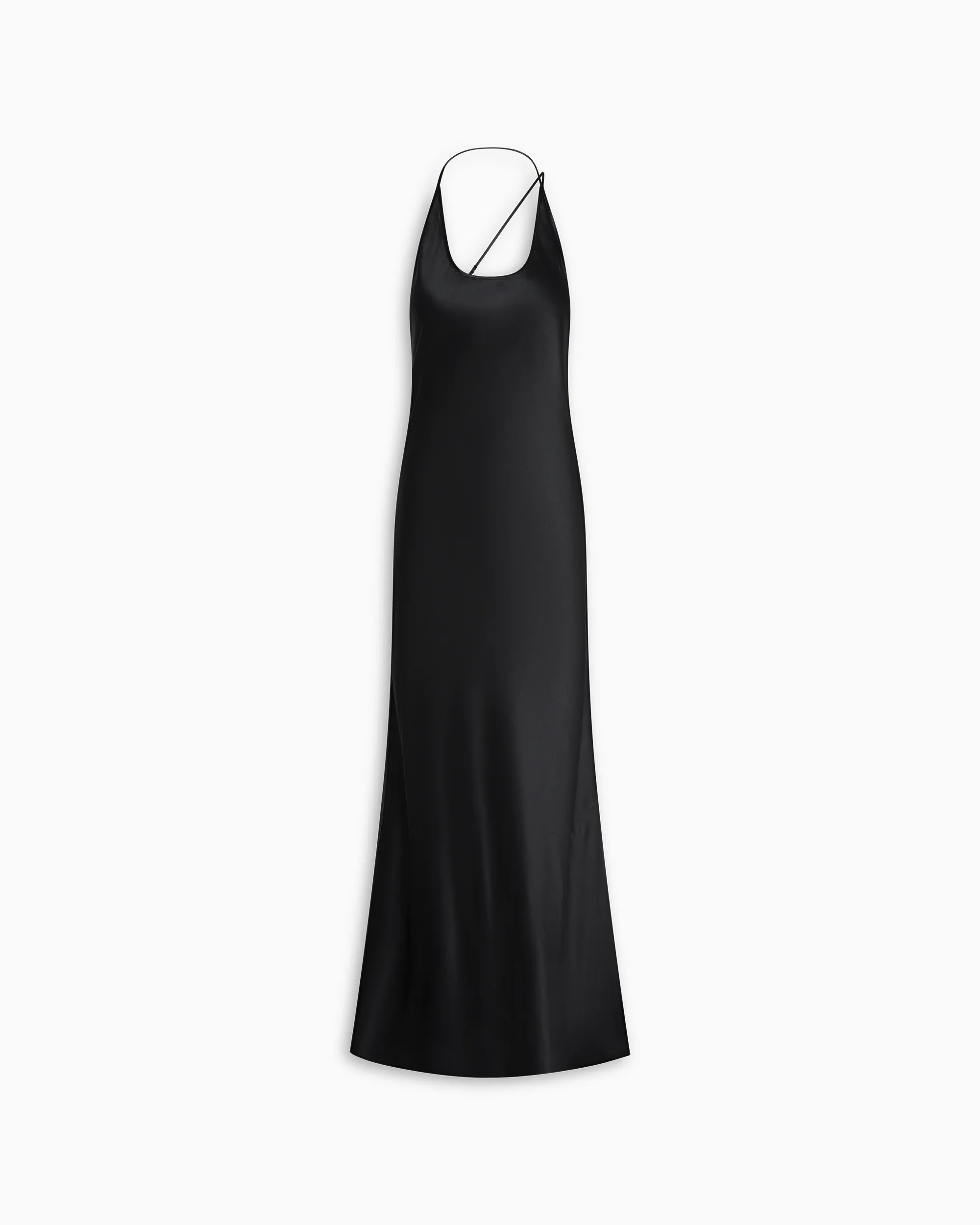 Silk Asymmetric Bias Gown | Black - Image 2