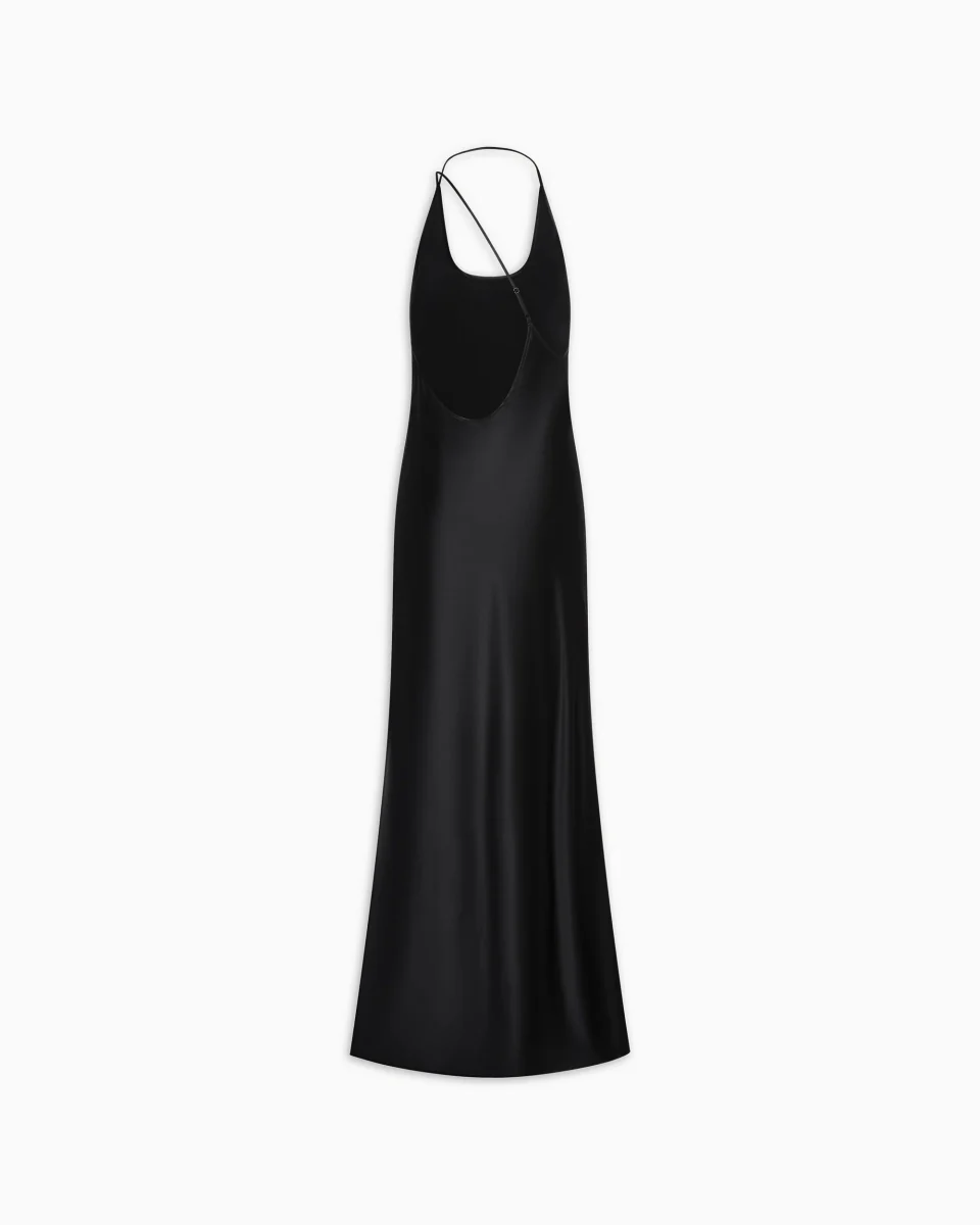 Silk Asymmetric Bias Gown | Black - Image 9