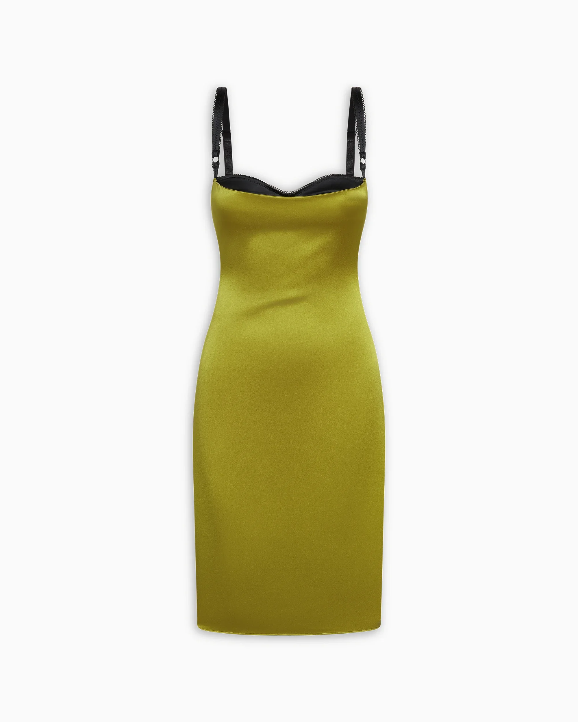 Silk Bustier Midi Dress | Golden Olive - Image 2