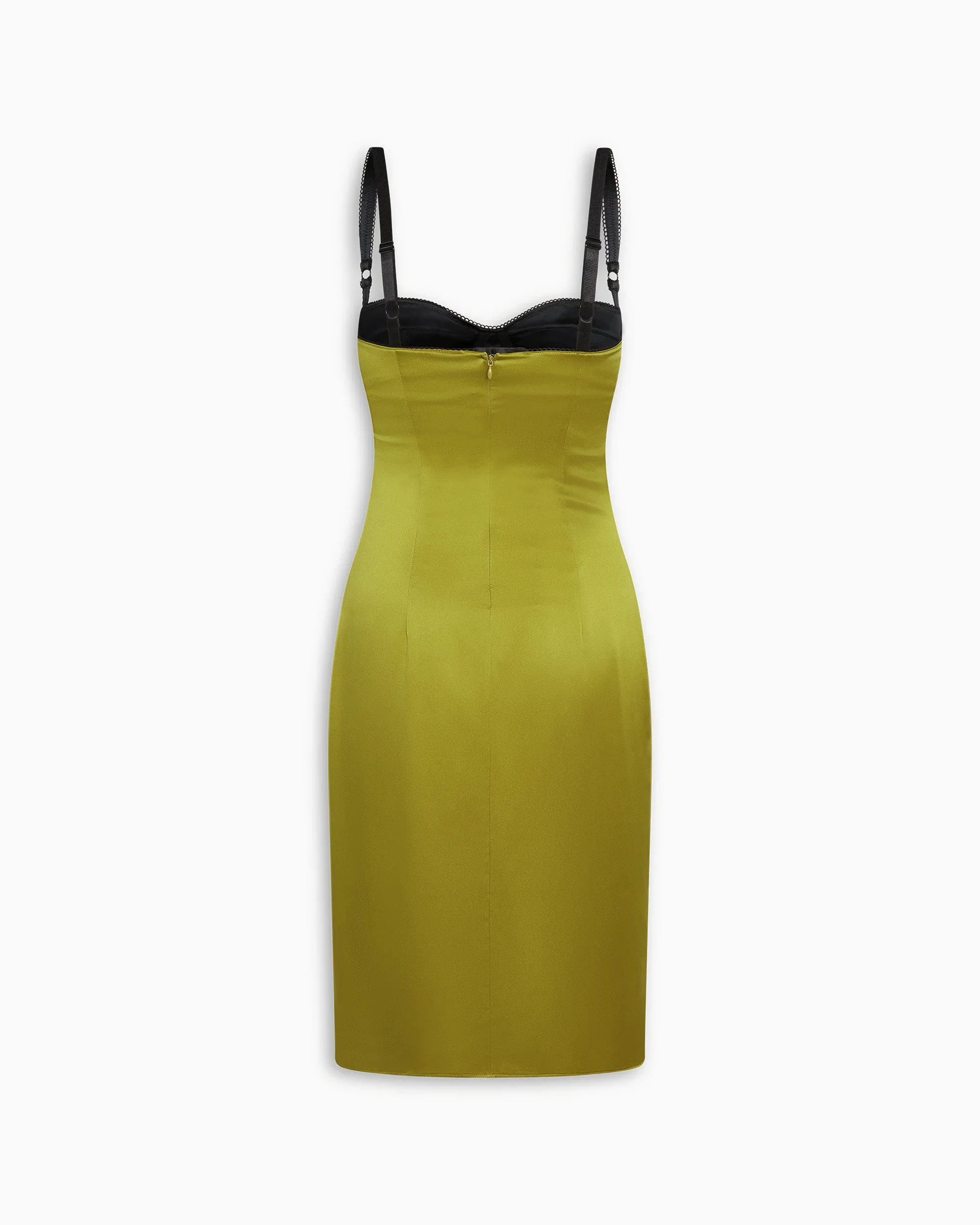 Silk Bustier Midi Dress | Golden Olive - Image 6