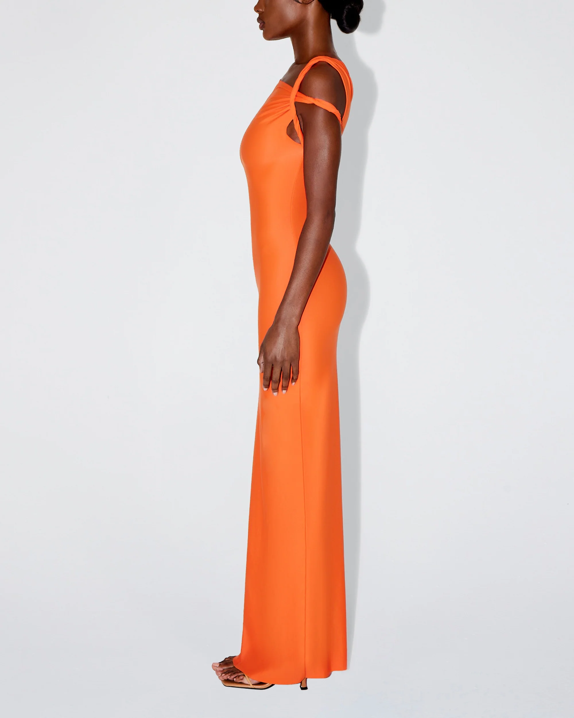Sleek Stretch Twist Maxi Dress | Papaya - Image 3
