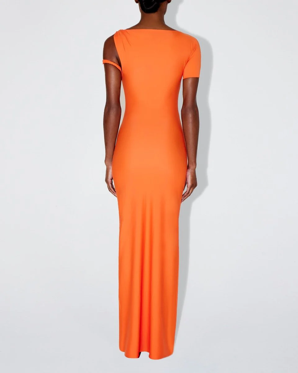 Sleek Stretch Twist Maxi Dress | Papaya - Image 4