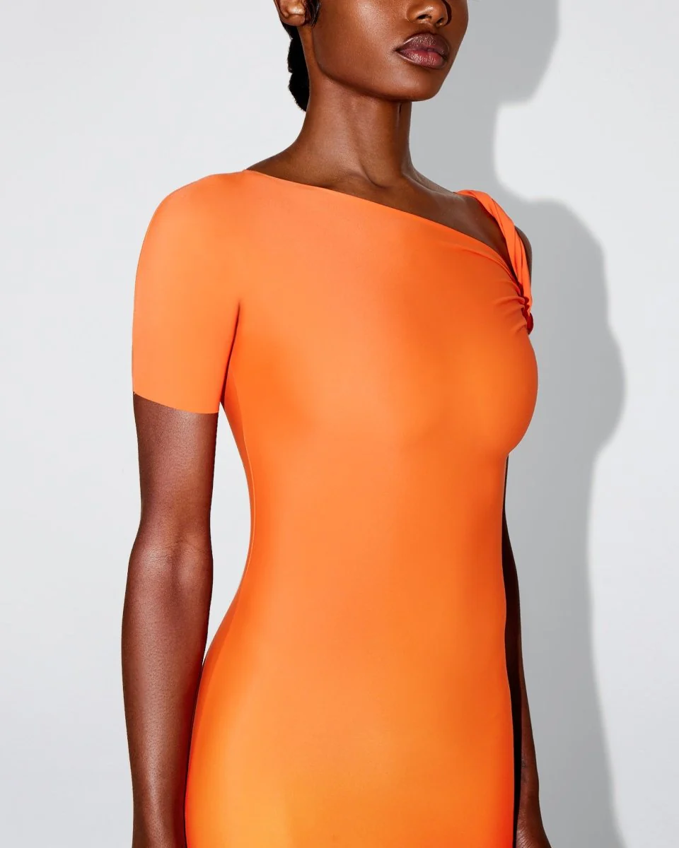 Sleek Stretch Twist Maxi Dress | Papaya - Image 5