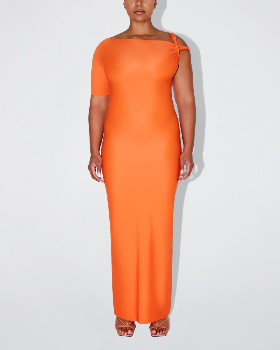 Sleek Stretch Twist Maxi Dress | Papaya - Image 7