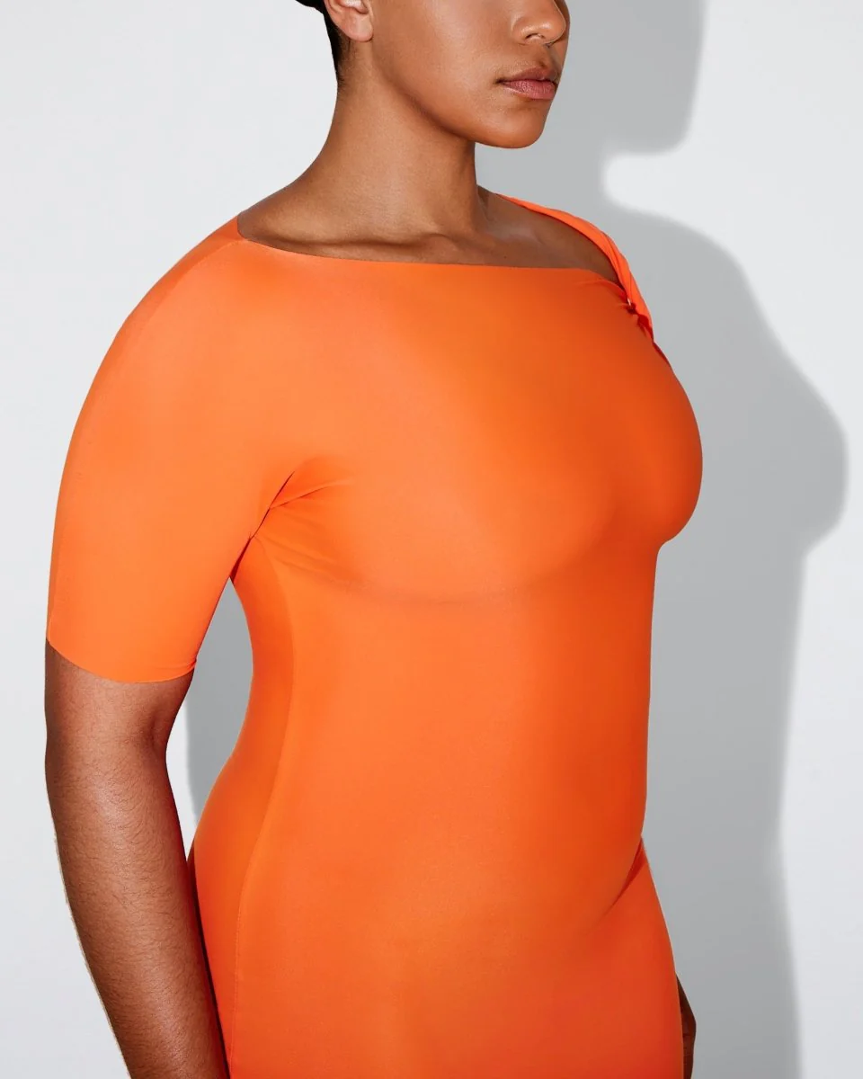 Sleek Stretch Twist Maxi Dress | Papaya - Image 9
