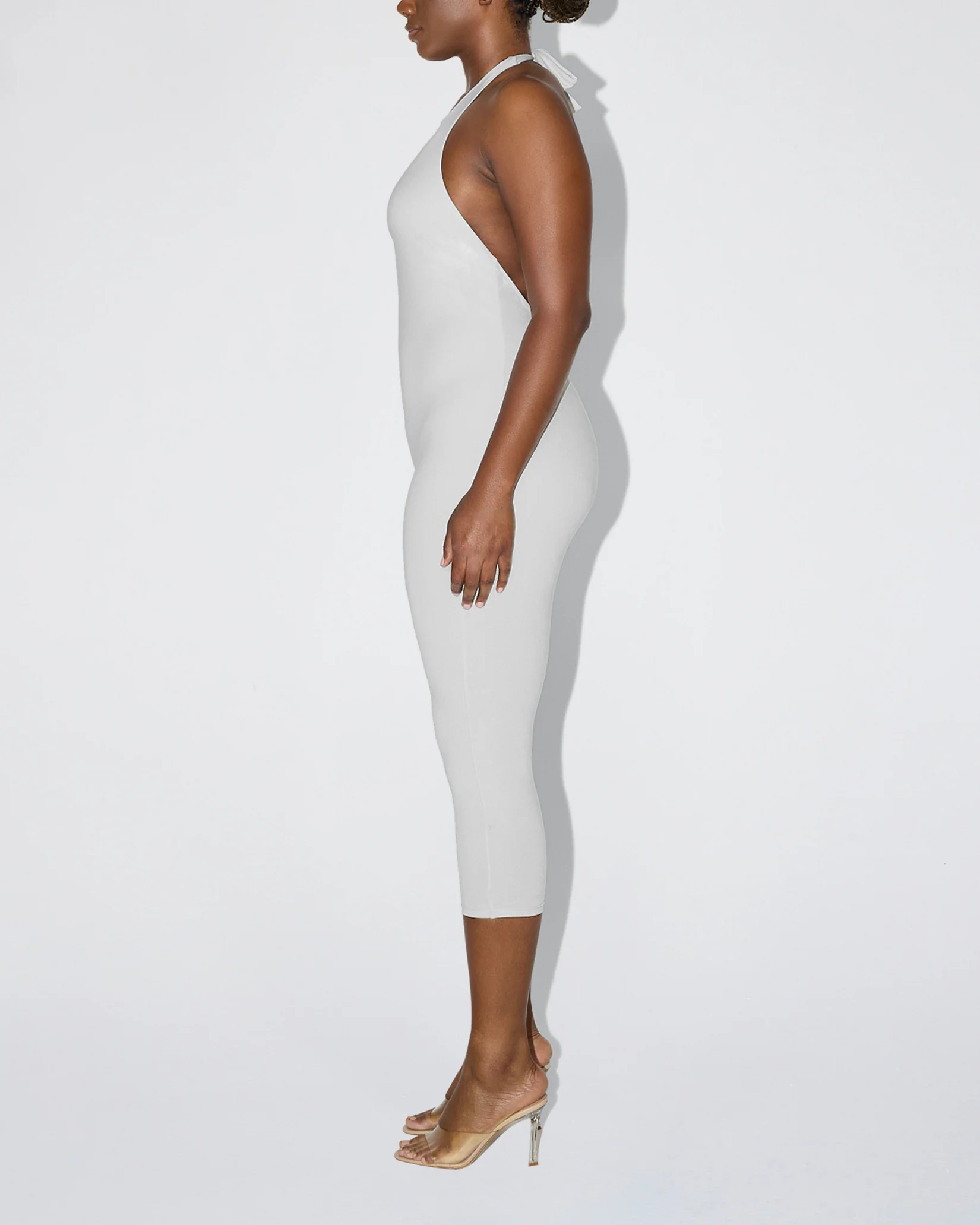 Smooth Stretch Capri Catsuit | Light Grey - Image 3