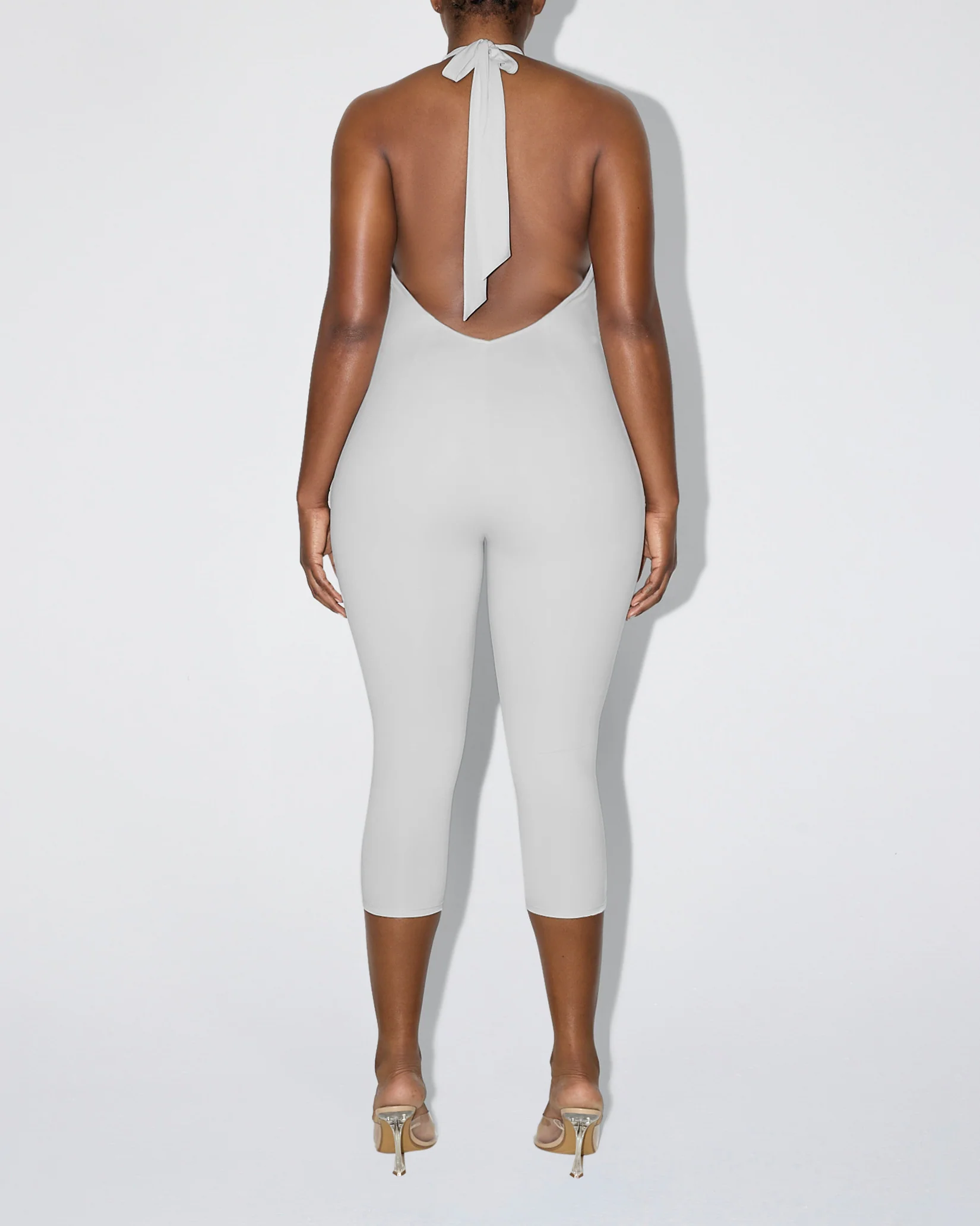 Smooth Stretch Capri Catsuit | Light Grey - Image 4