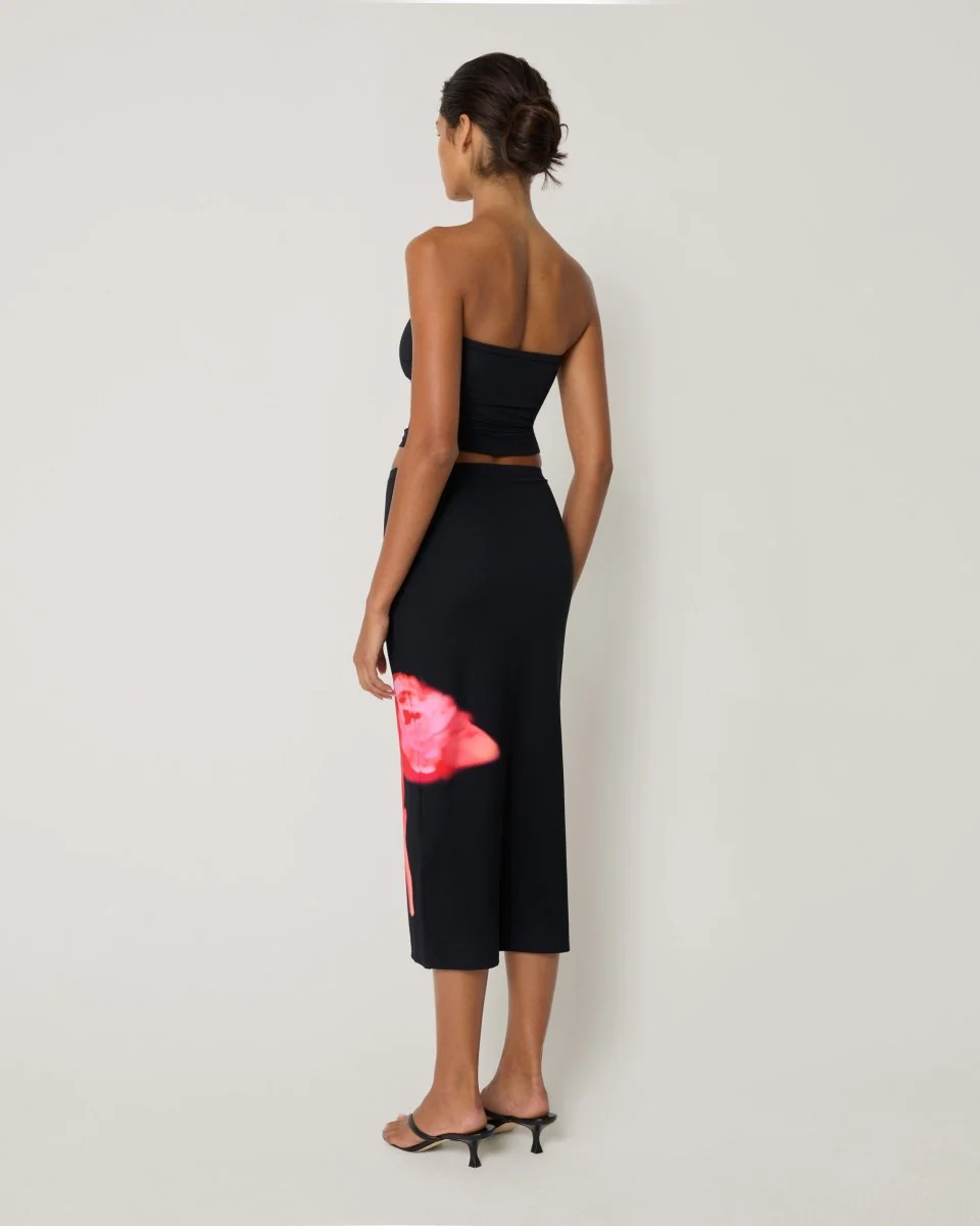 Smooth Stretch Midi Skirt | Black Peony - Image 5