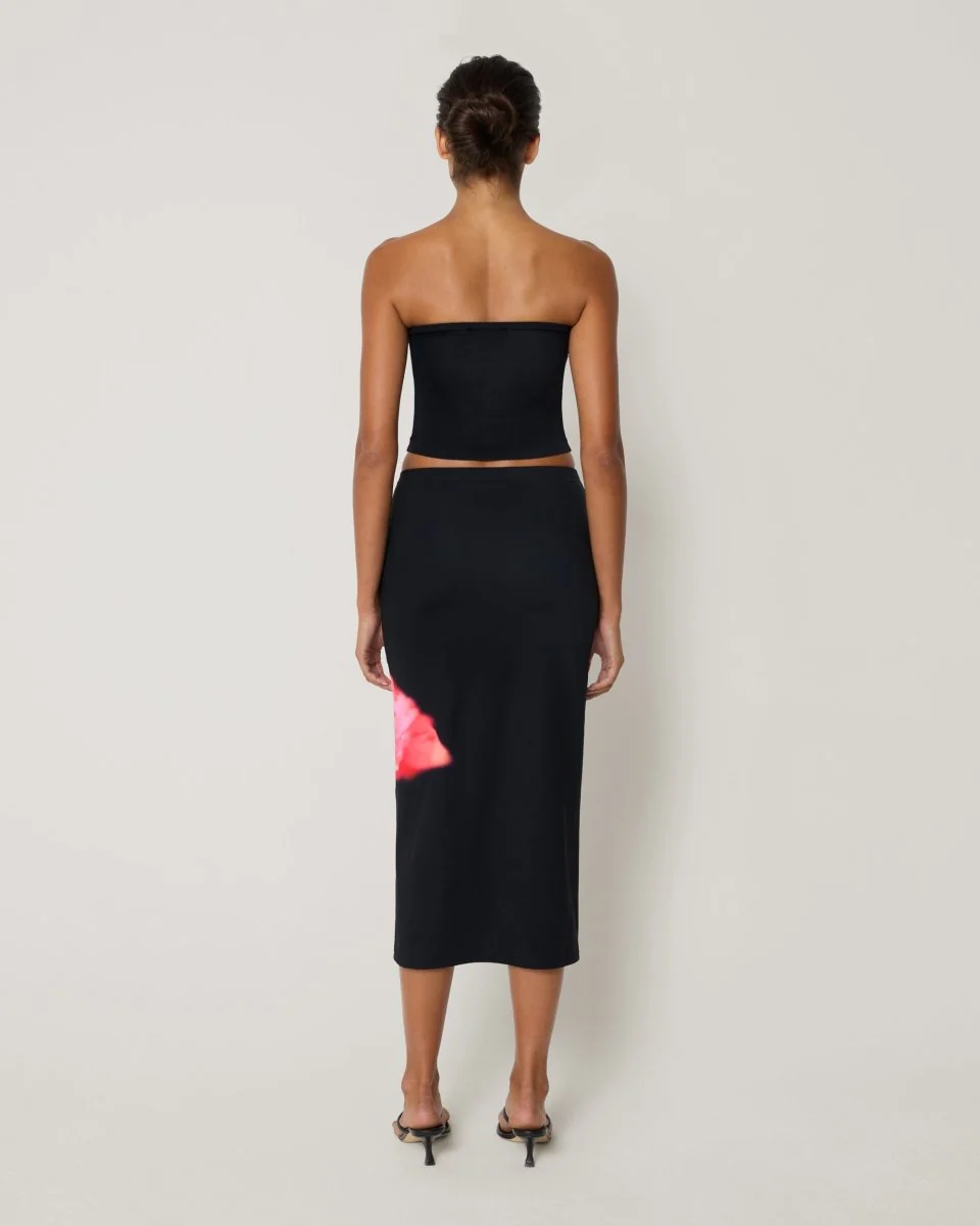 Smooth Stretch Midi Skirt | Black Peony - Image 6