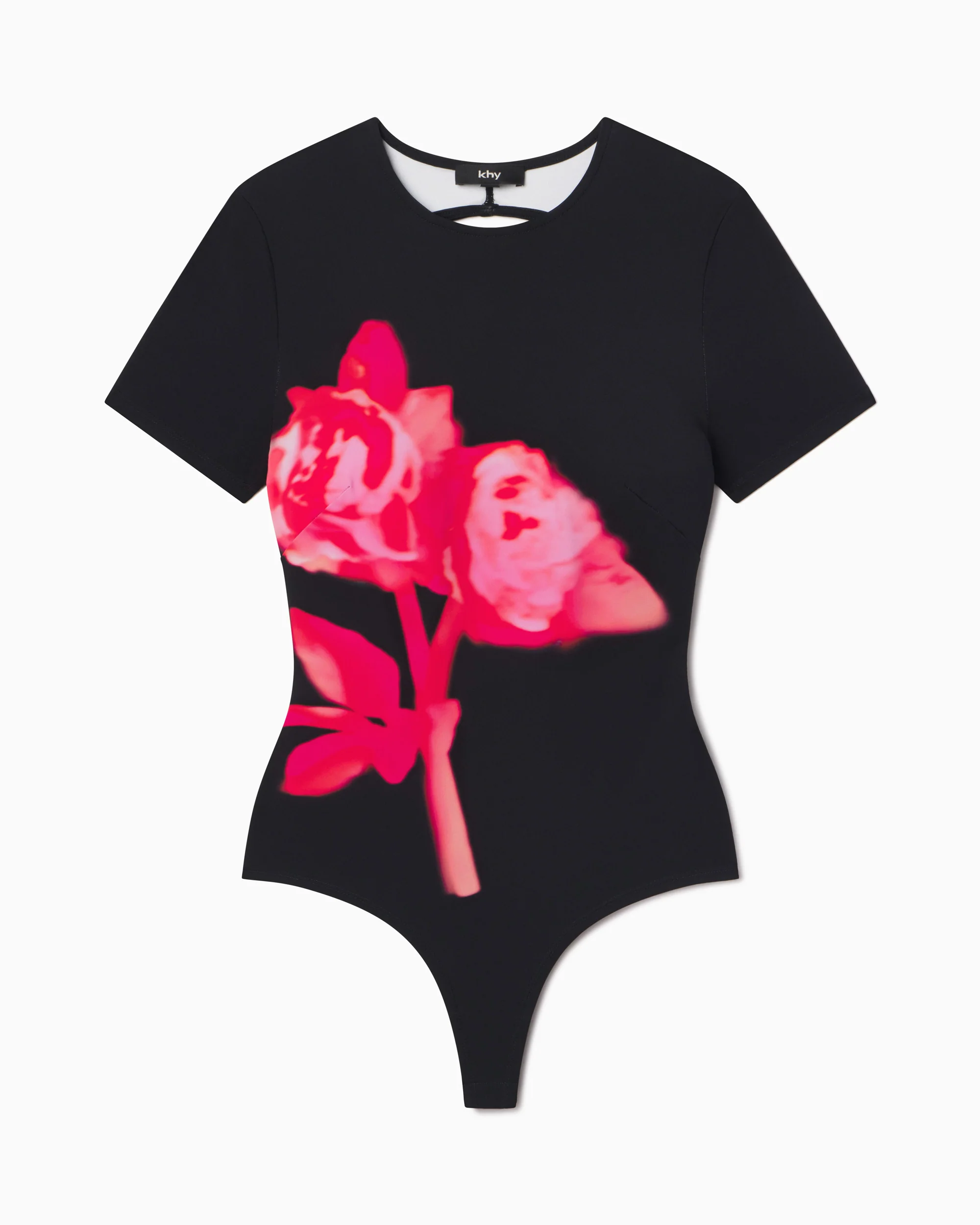 Smooth Stretch Open Back Bodysuit | Black Peony - Image 2