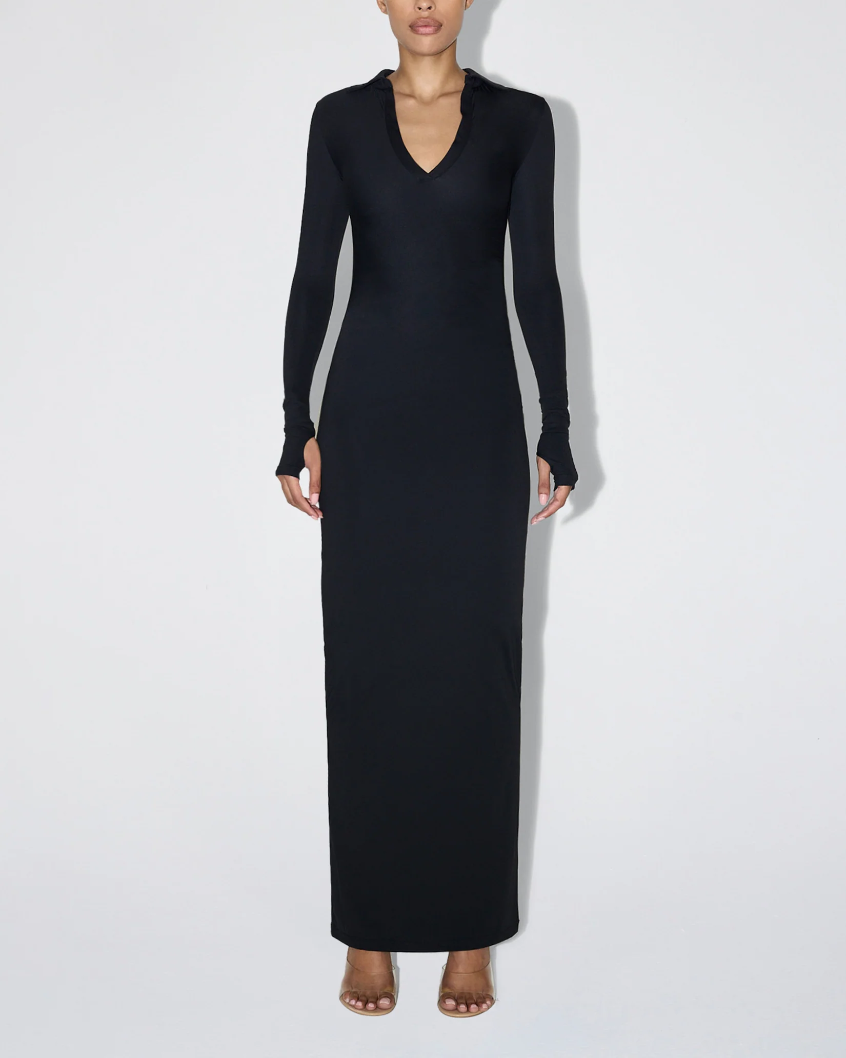 Smooth Stretch Ruched Maxi Dress | Black - Image 3