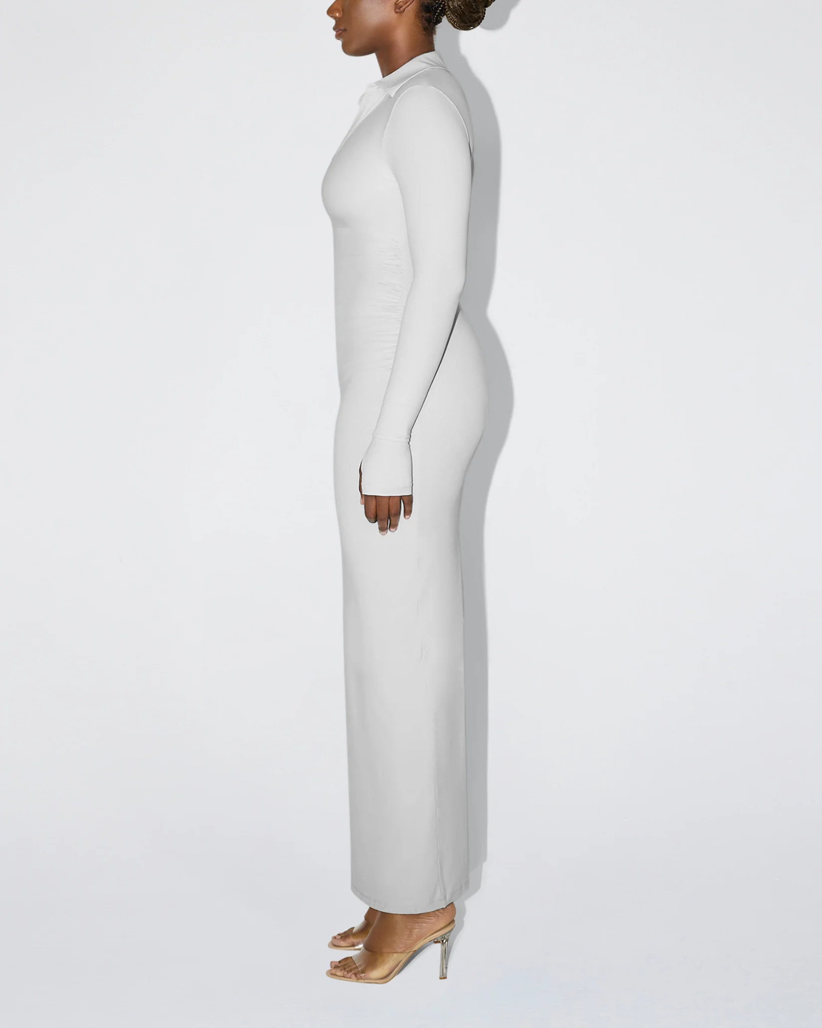 Smooth Stretch Ruched Maxi Dress | Light Grey - Image 4