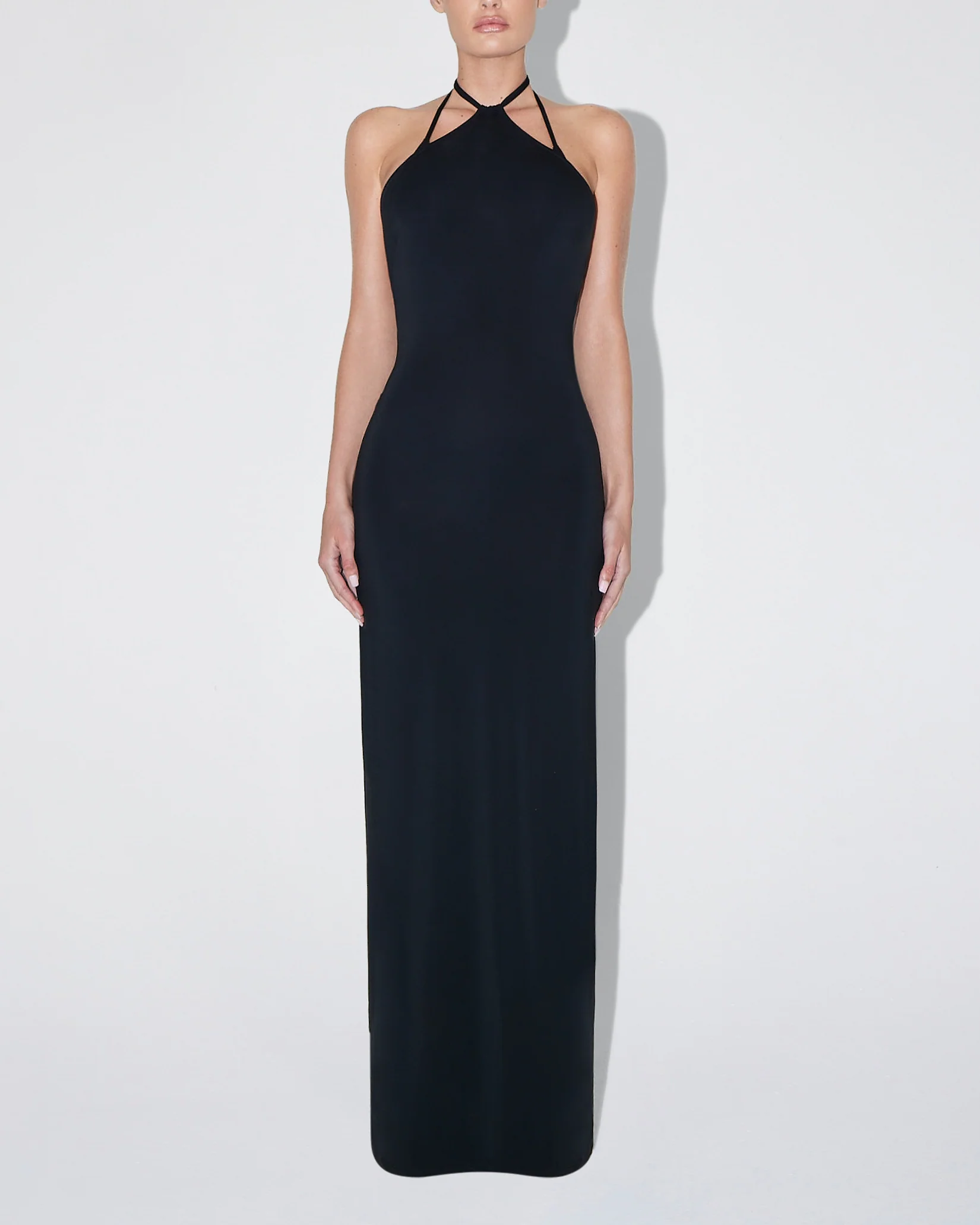 Soft Stretch Halter Maxi Dress | Black - Image 3