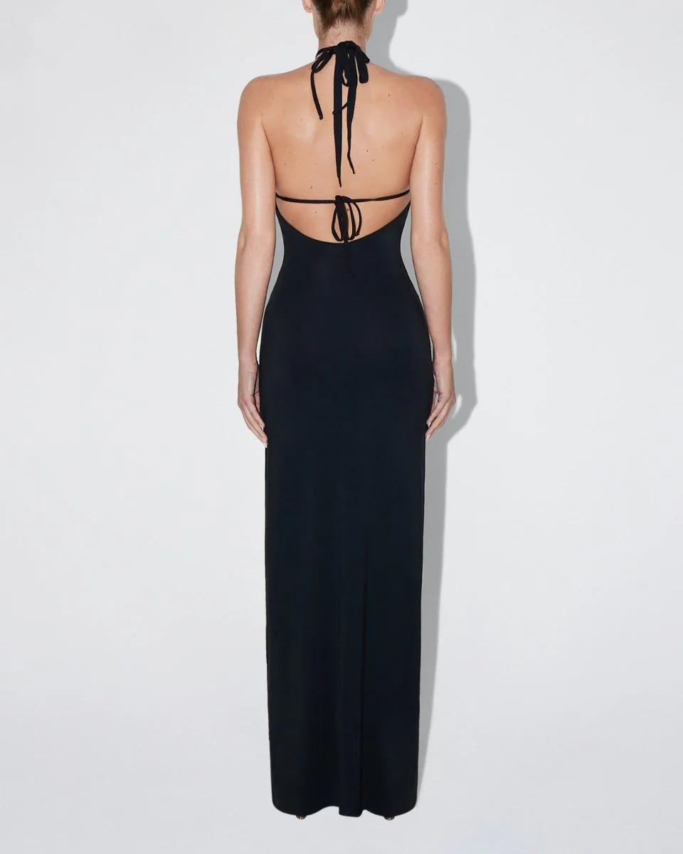 Soft Stretch Halter Maxi Dress | Black - Image 5