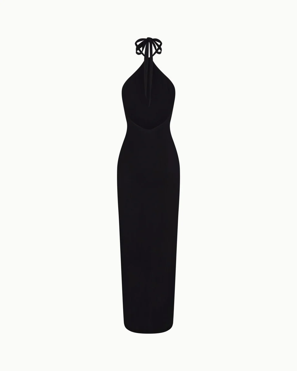 Soft Stretch Halter Maxi Dress | Black - Image 6