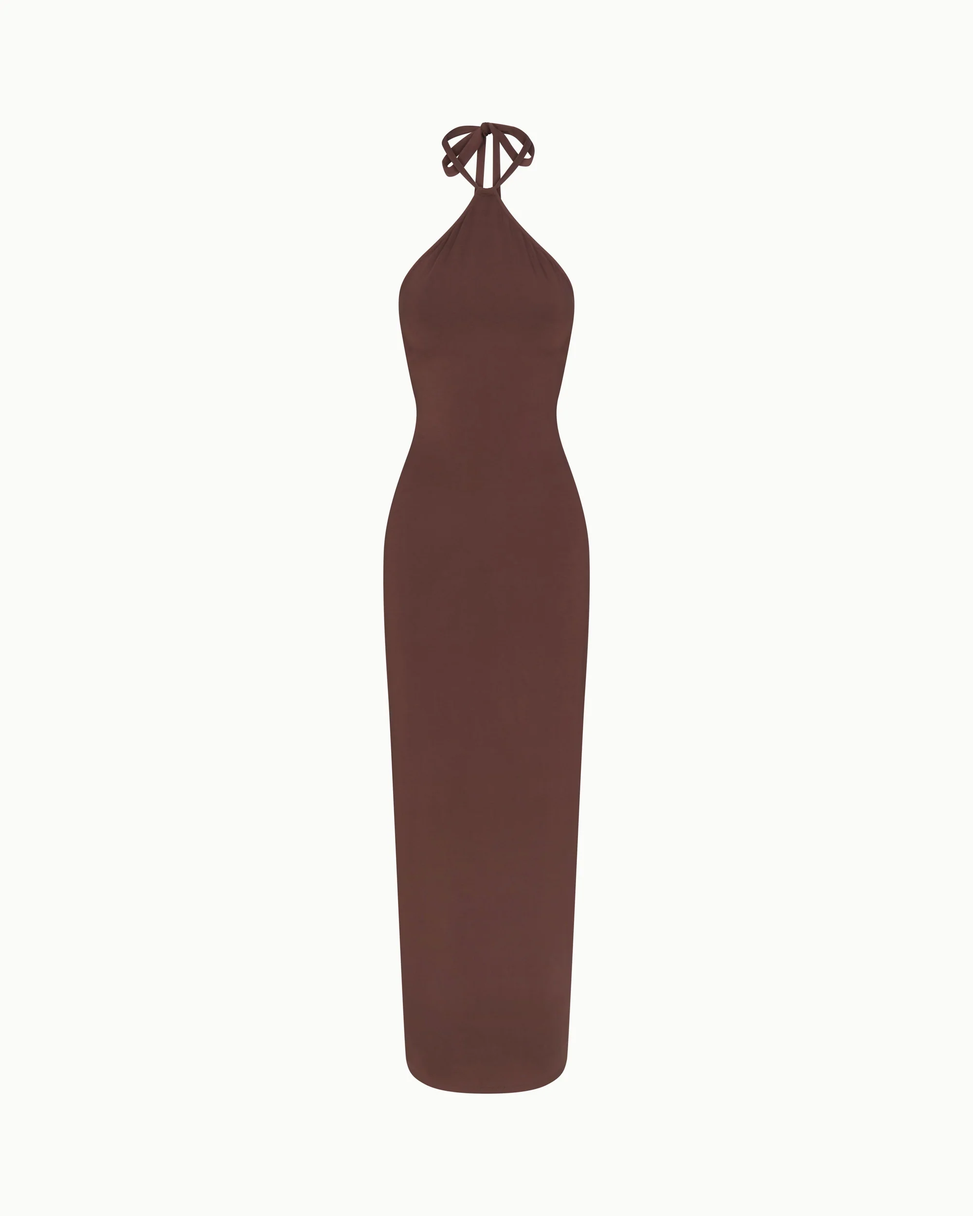 Soft Stretch Halter Maxi Dress | Chocolate - Image 2
