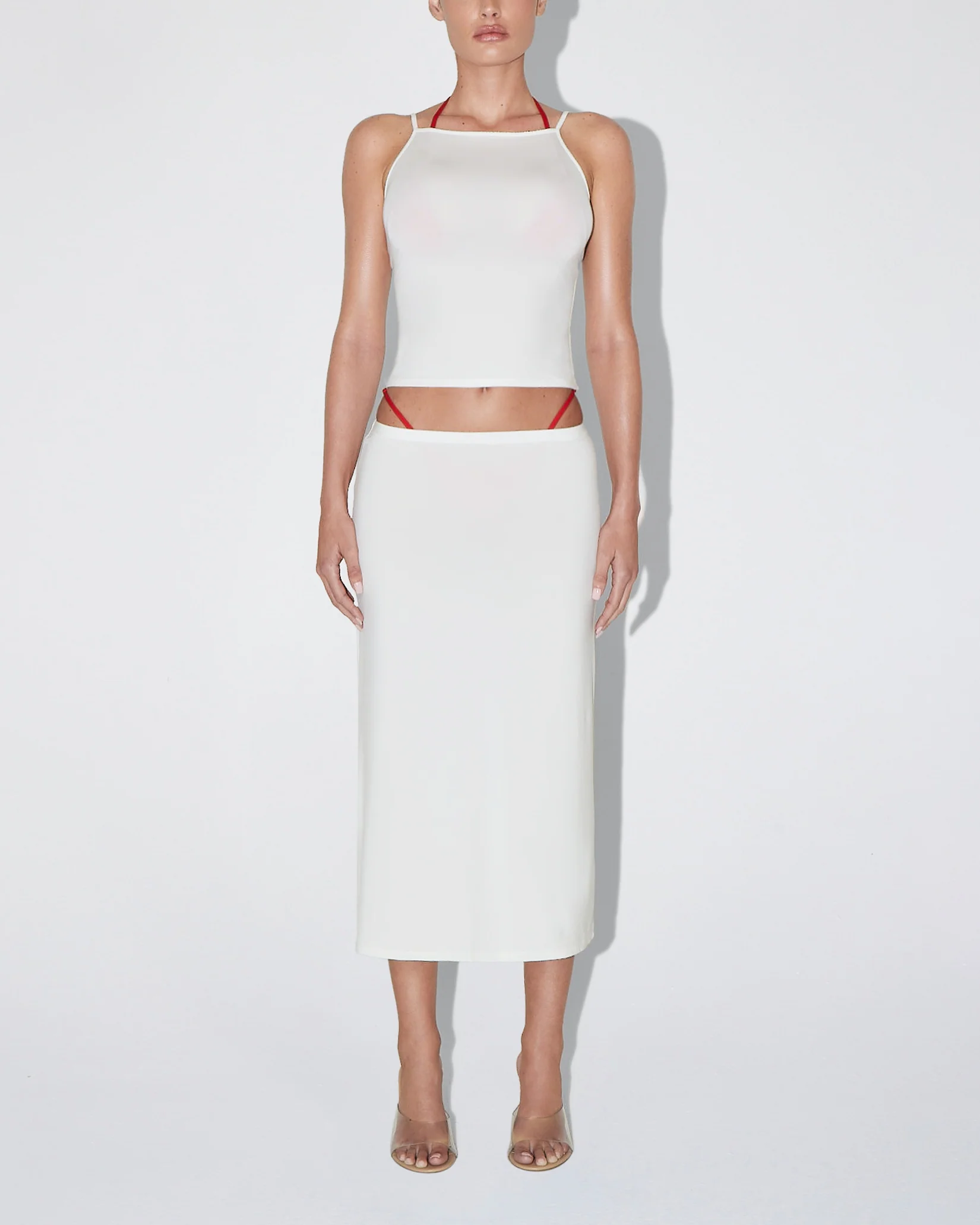Soft Stretch High Neck Tank | Pearl White - Image 3