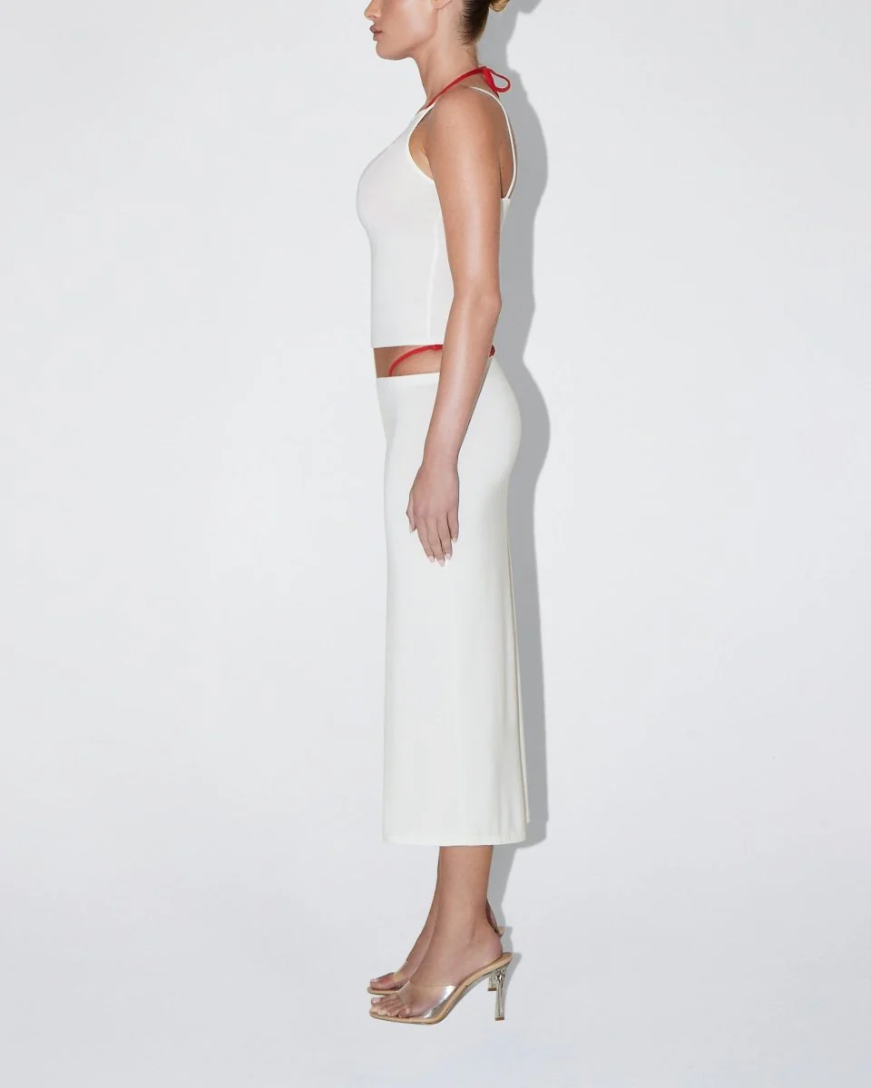 Soft Stretch High Neck Tank | Pearl White - Image 4
