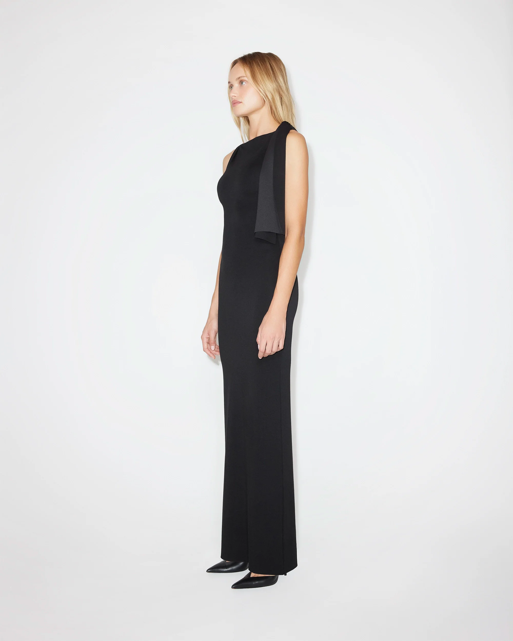 Sueded Stretch Knotted Maxi Dress | Black - Image 3