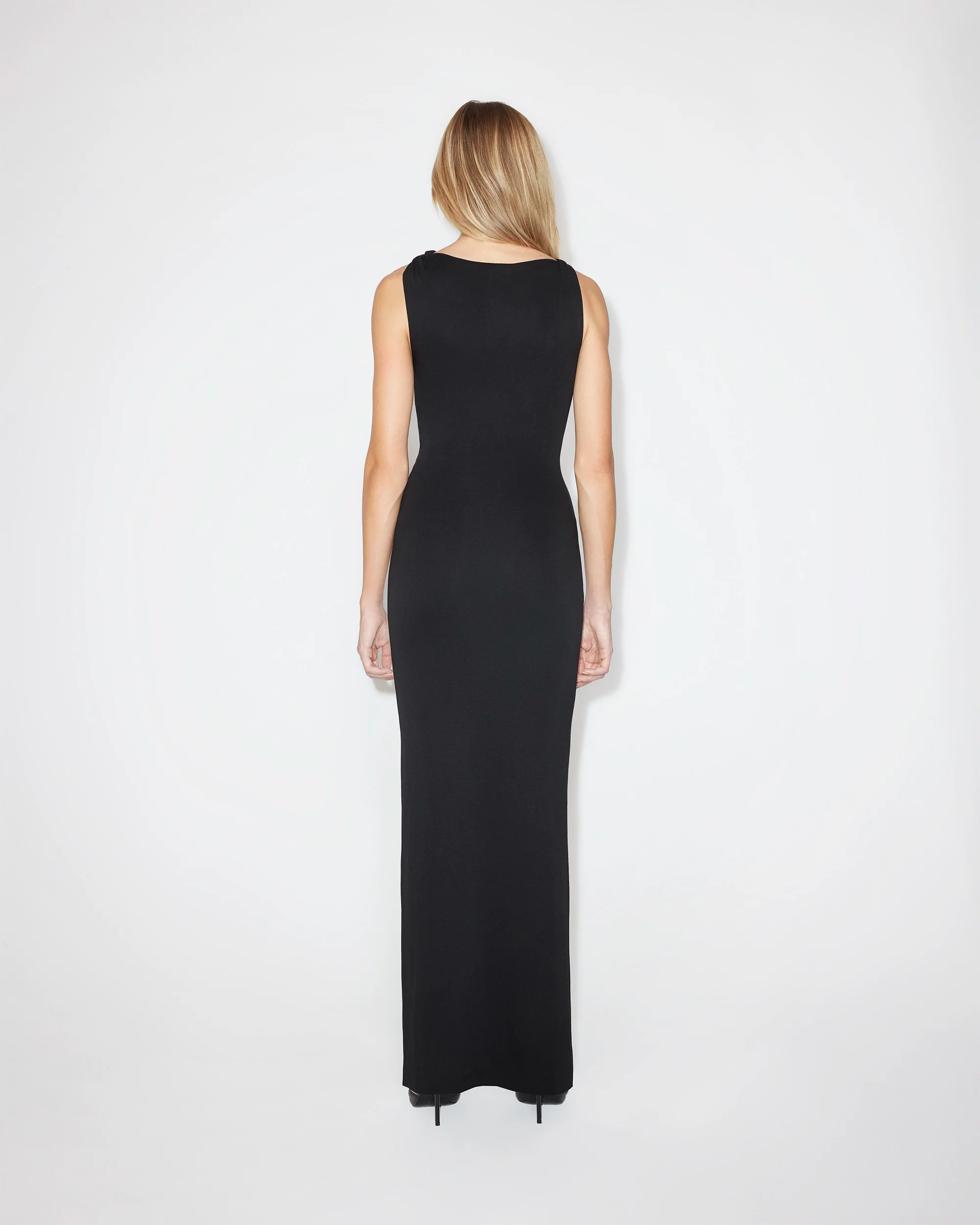 Sueded Stretch Knotted Maxi Dress | Black - Image 5