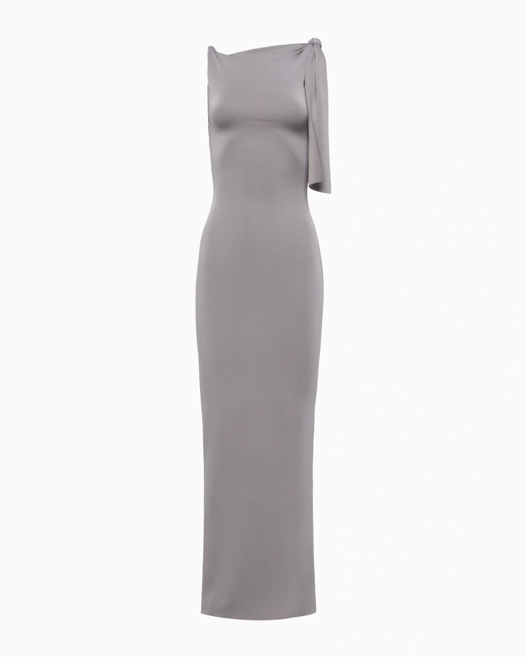 Sueded Stretch Knotted Maxi Dress | Steel Grey - Image 2