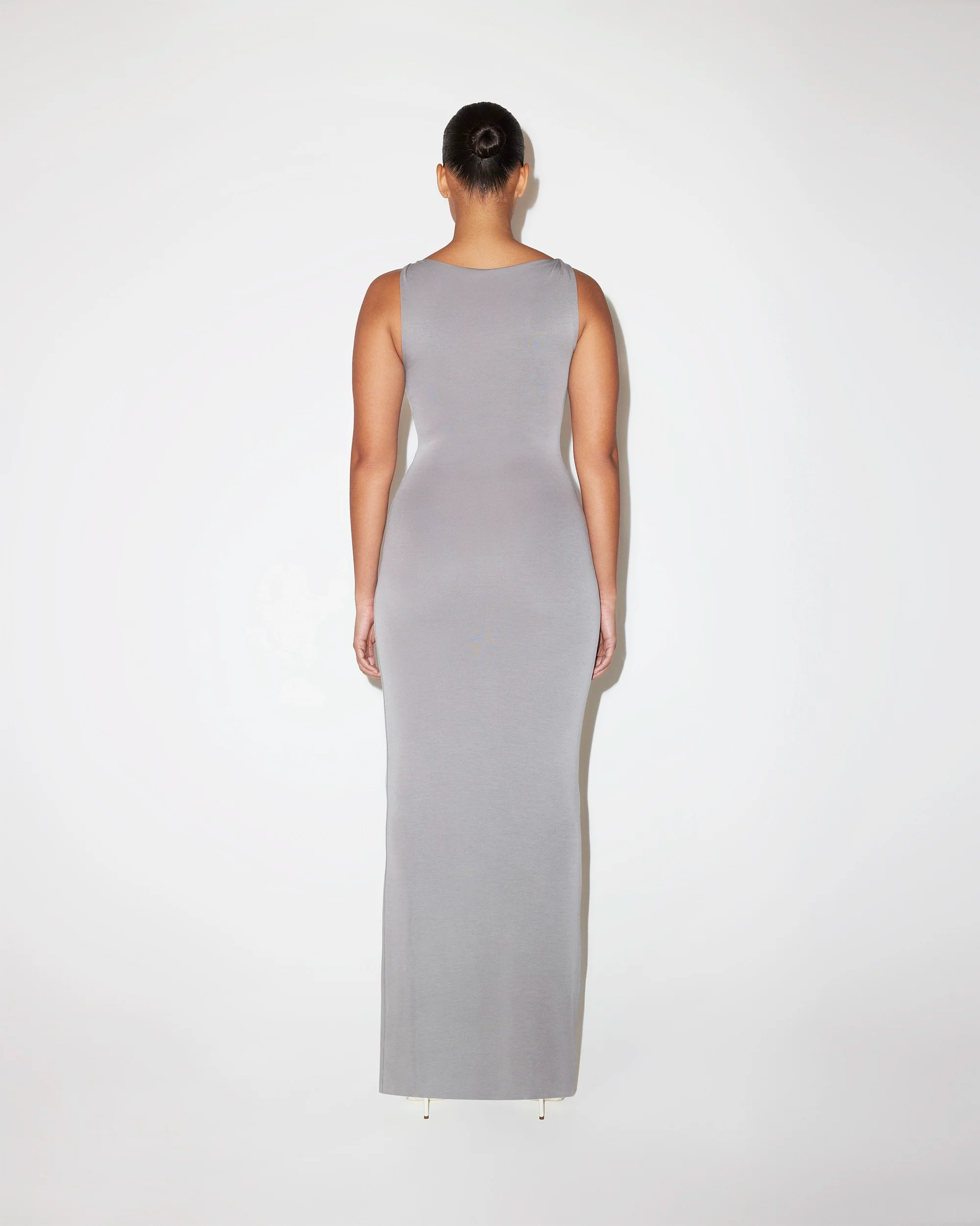 Sueded Stretch Knotted Maxi Dress | Steel Grey - Image 5