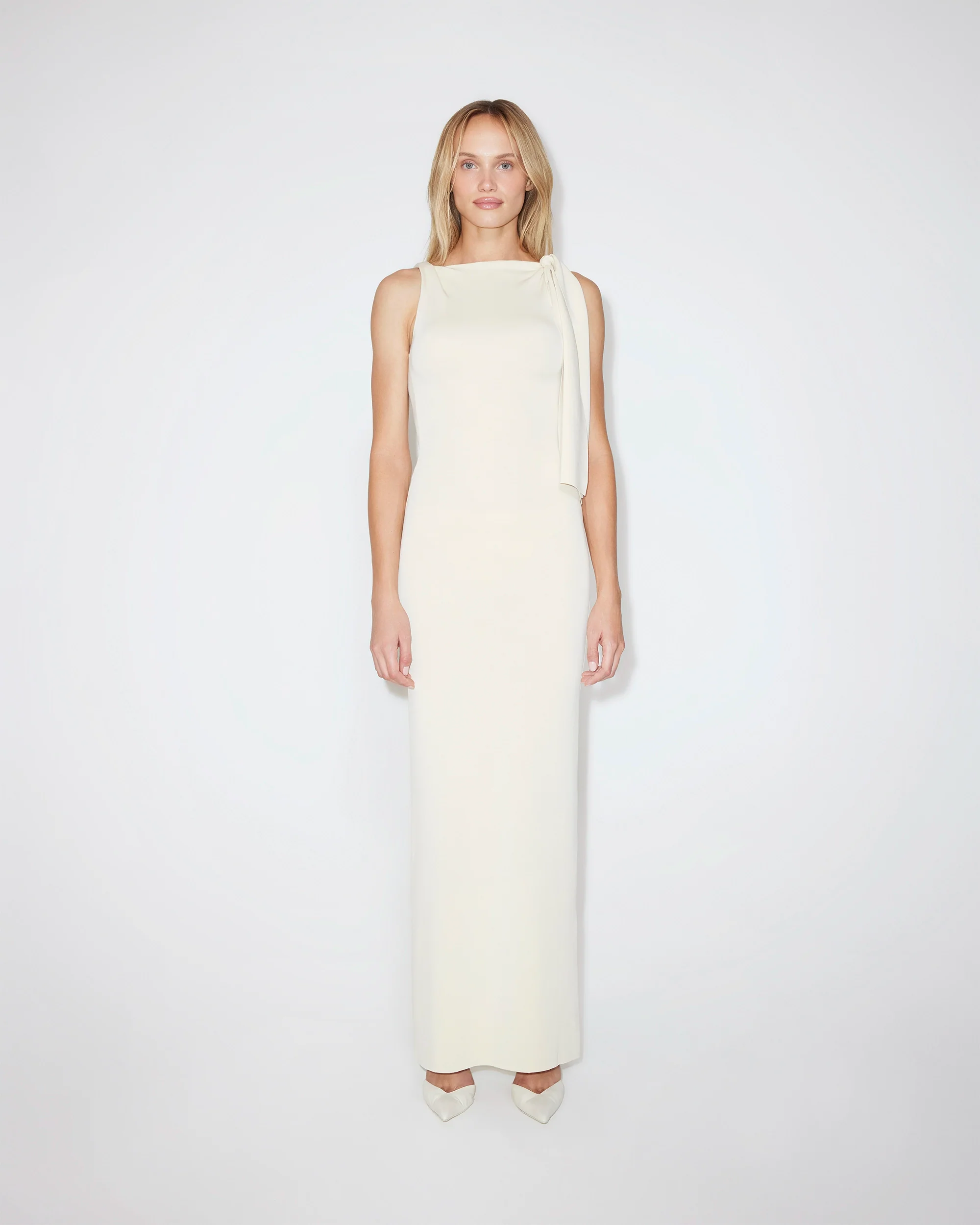 Sueded Stretch Knotted Maxi Dress | Stone