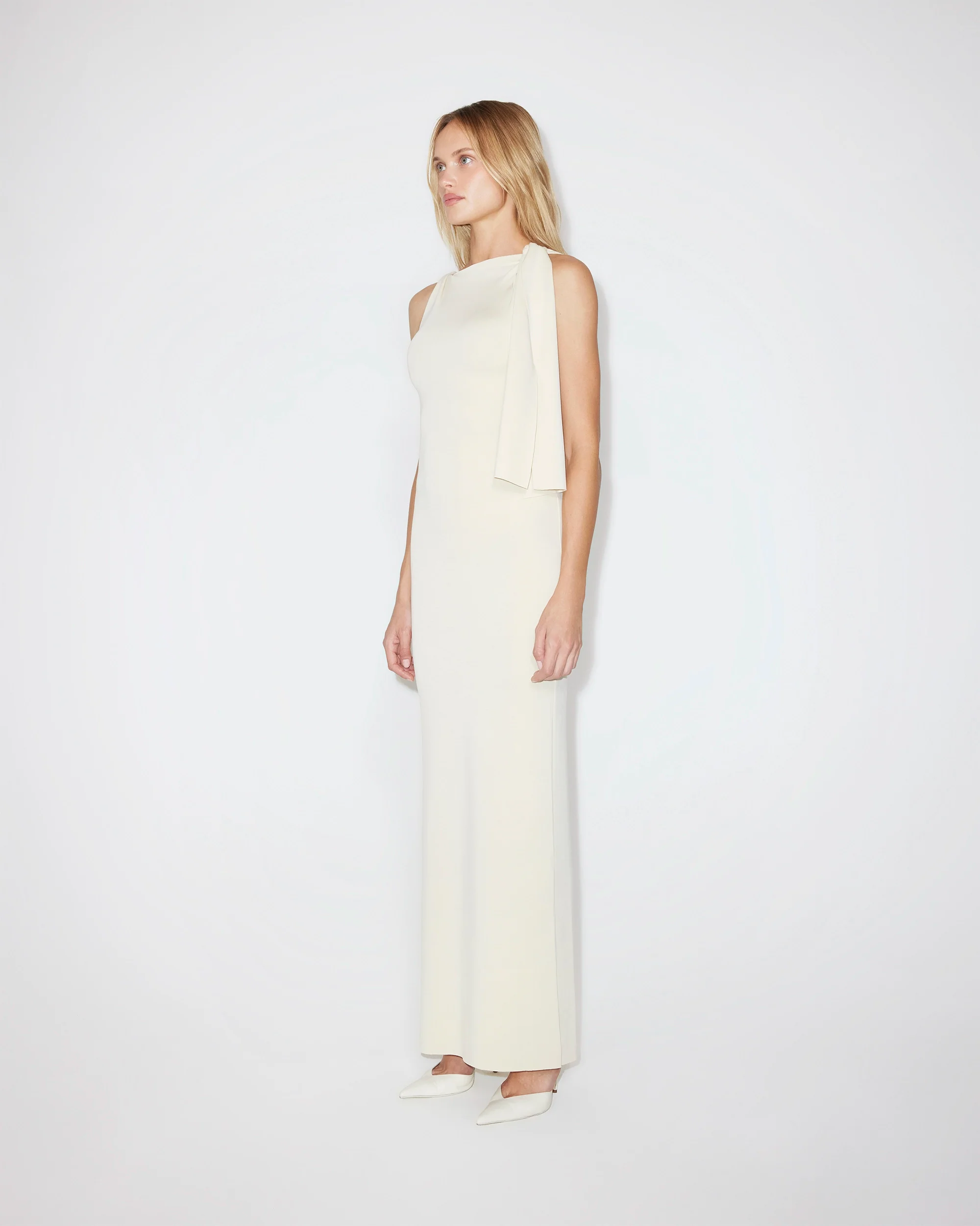 Sueded Stretch Knotted Maxi Dress | Stone - Image 4