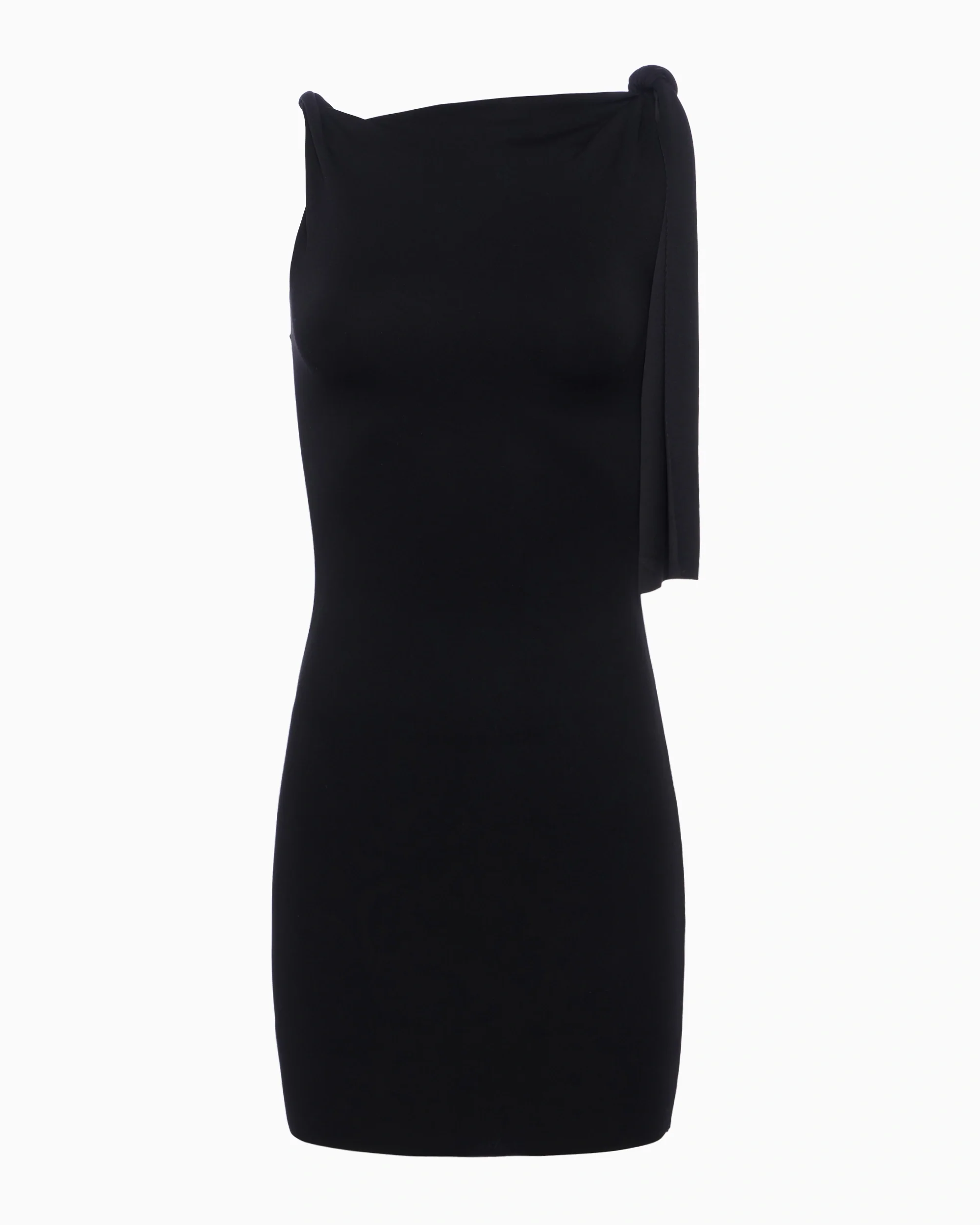 Sueded Stretch Knotted Mini Dress | Black - Image 2
