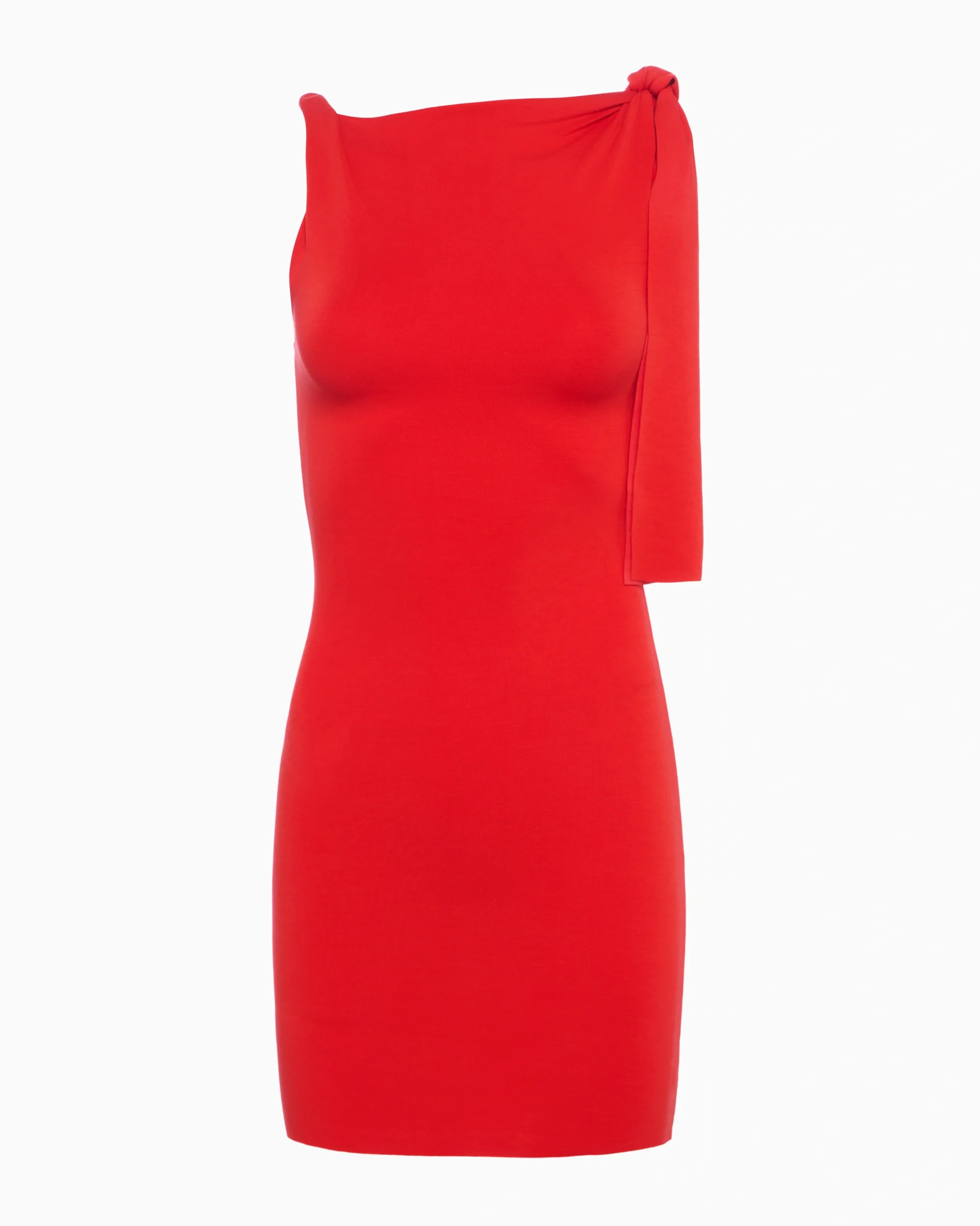 Sueded Stretch Knotted Mini Dress | Tomato - Image 2