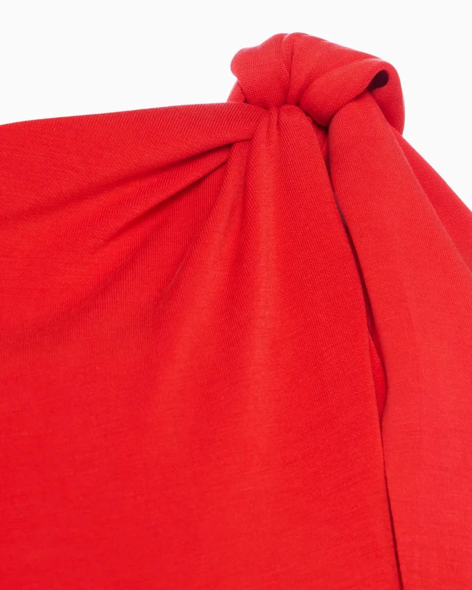 Sueded Stretch Knotted Mini Dress | Tomato - Image 6