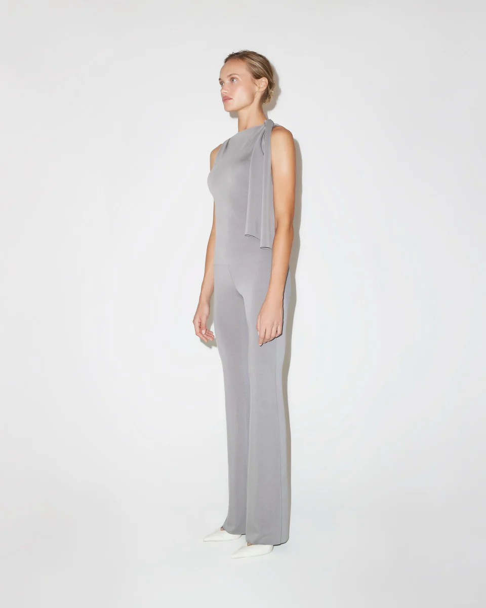 Sueded Stretch Knotted Top | Steel Grey - Image 3