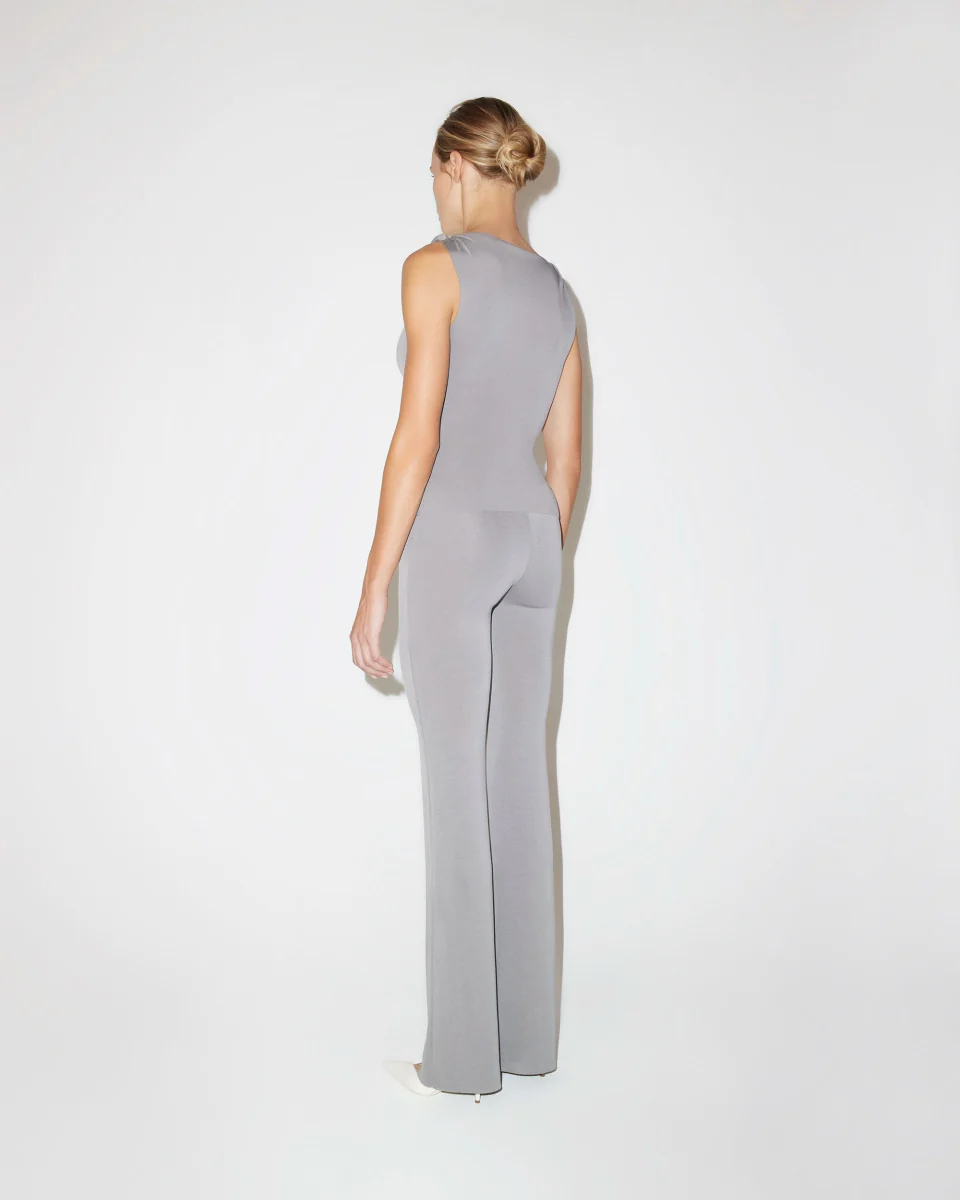 Sueded Stretch Knotted Top | Steel Grey - Image 4