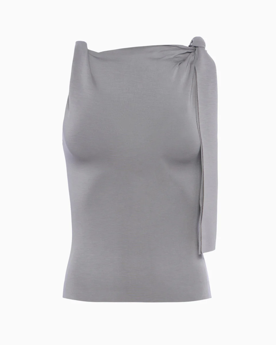 Sueded Stretch Knotted Top | Steel Grey - Image 6