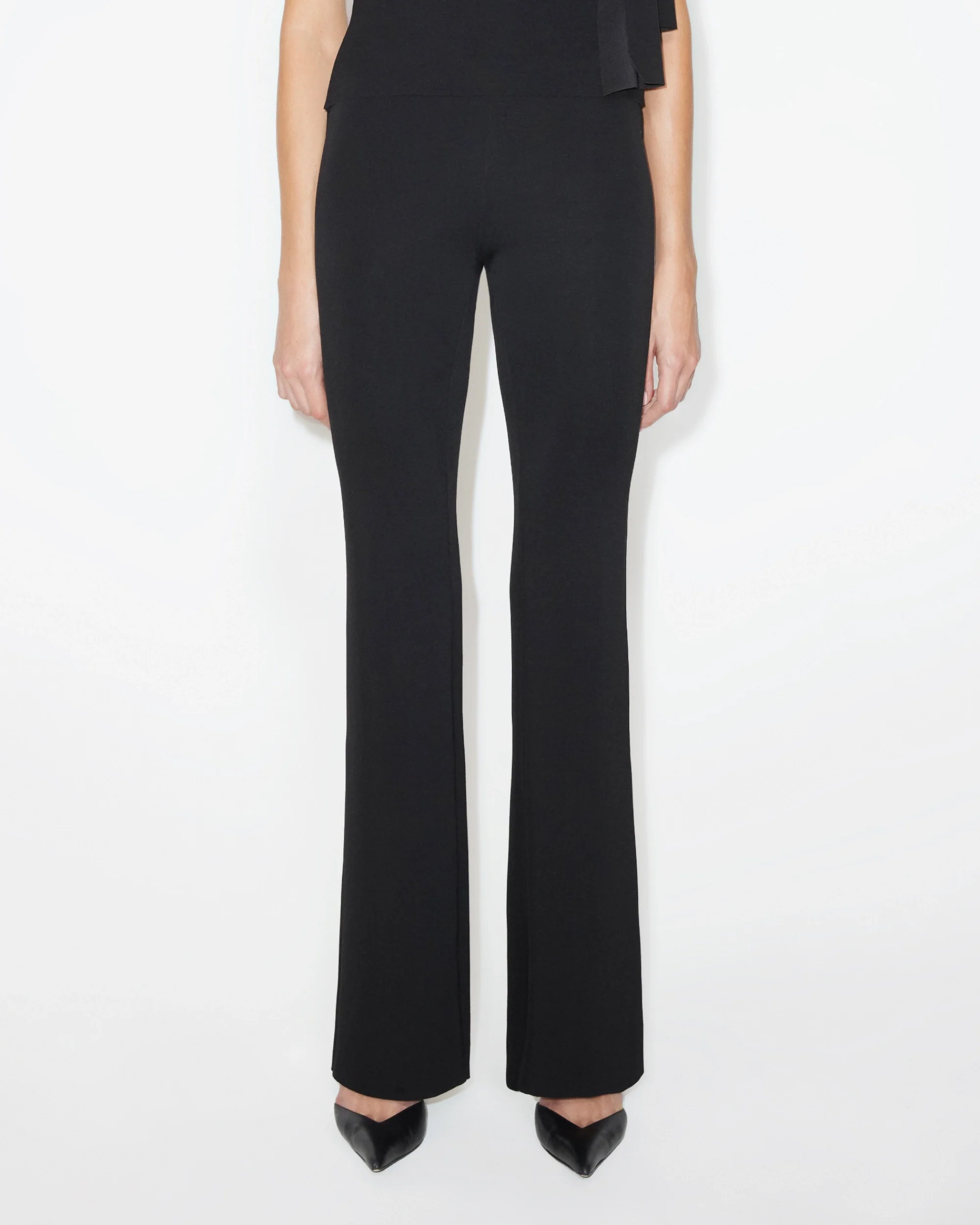 Sueded Stretch Low Rise Pant | Black