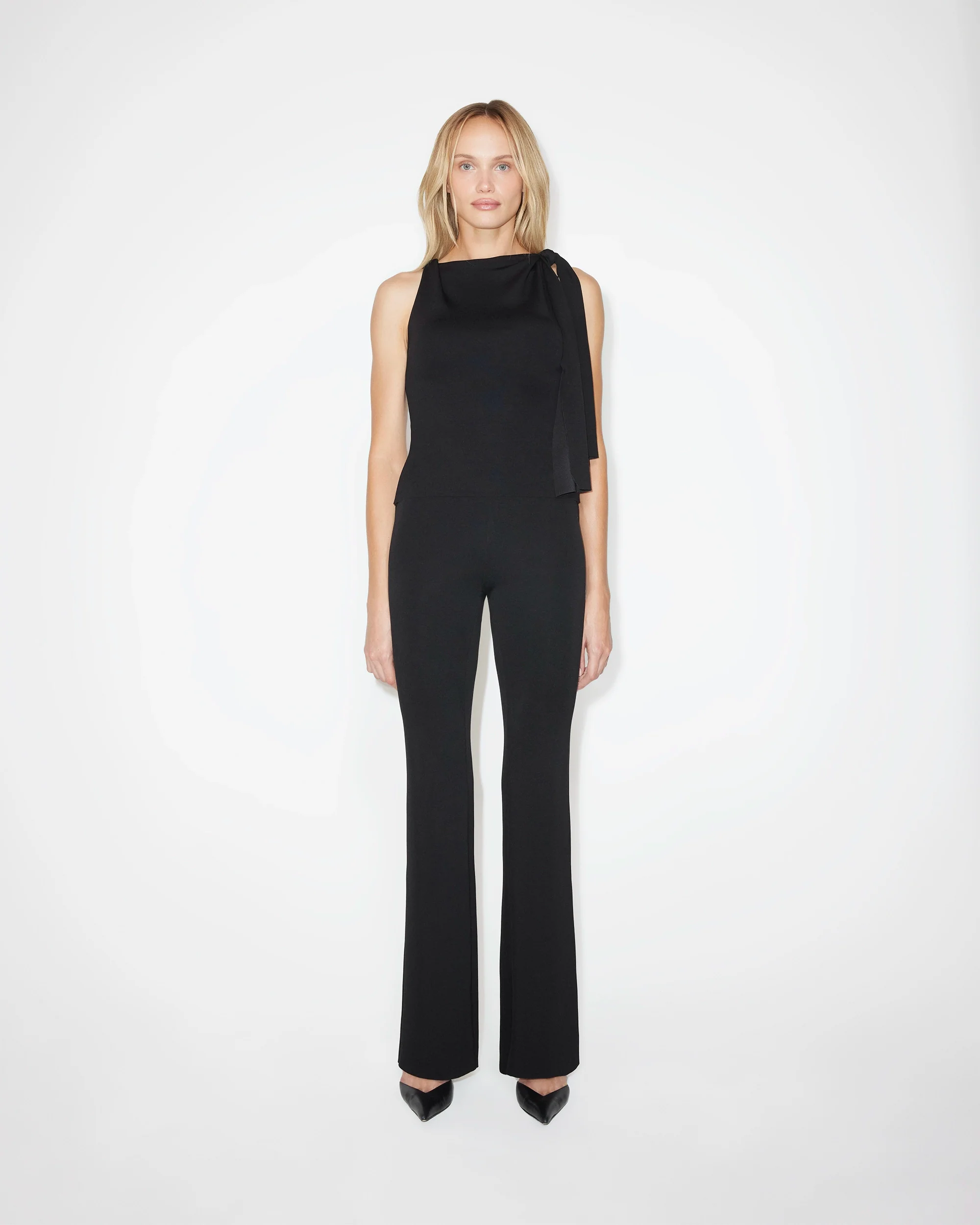Sueded Stretch Low Rise Pant | Black - Image 3