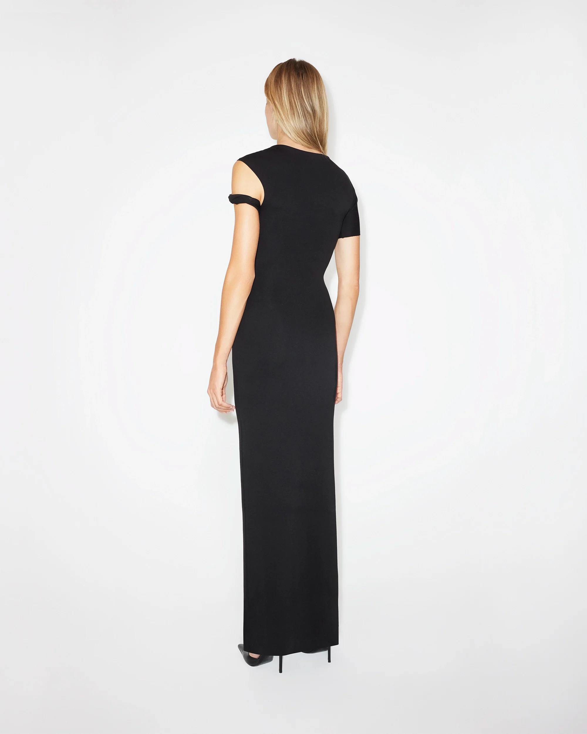 Sueded Stretch Twist Maxi Dress | Black - Image 4