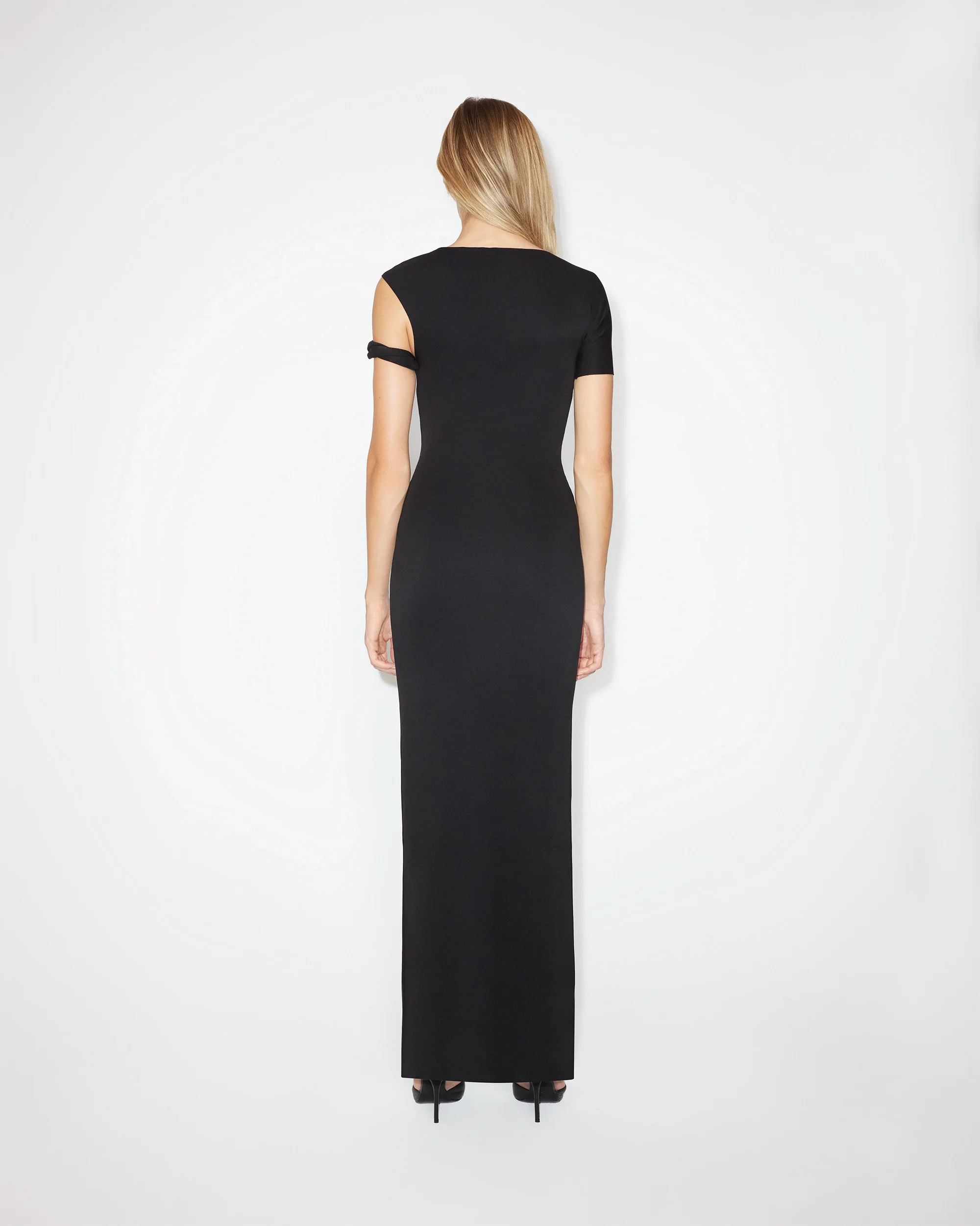 Sueded Stretch Twist Maxi Dress | Black - Image 5