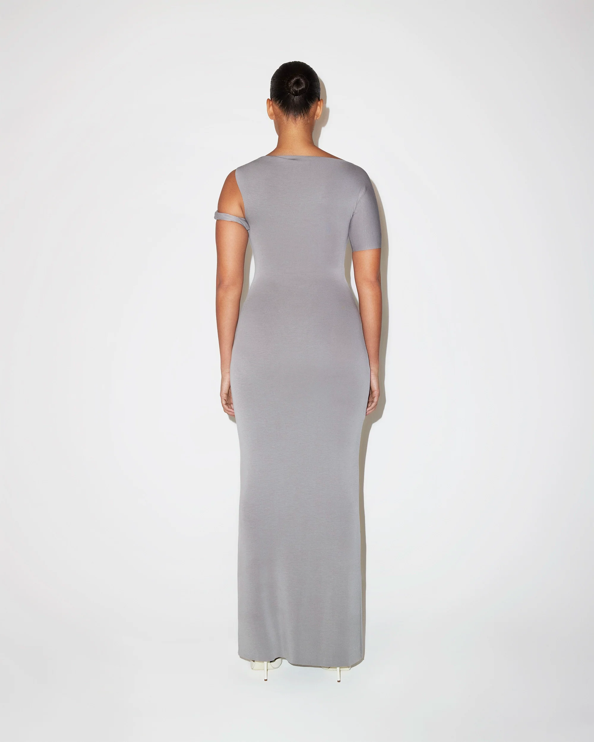 Sueded Stretch Twist Maxi Dress | Steel Grey - Image 5