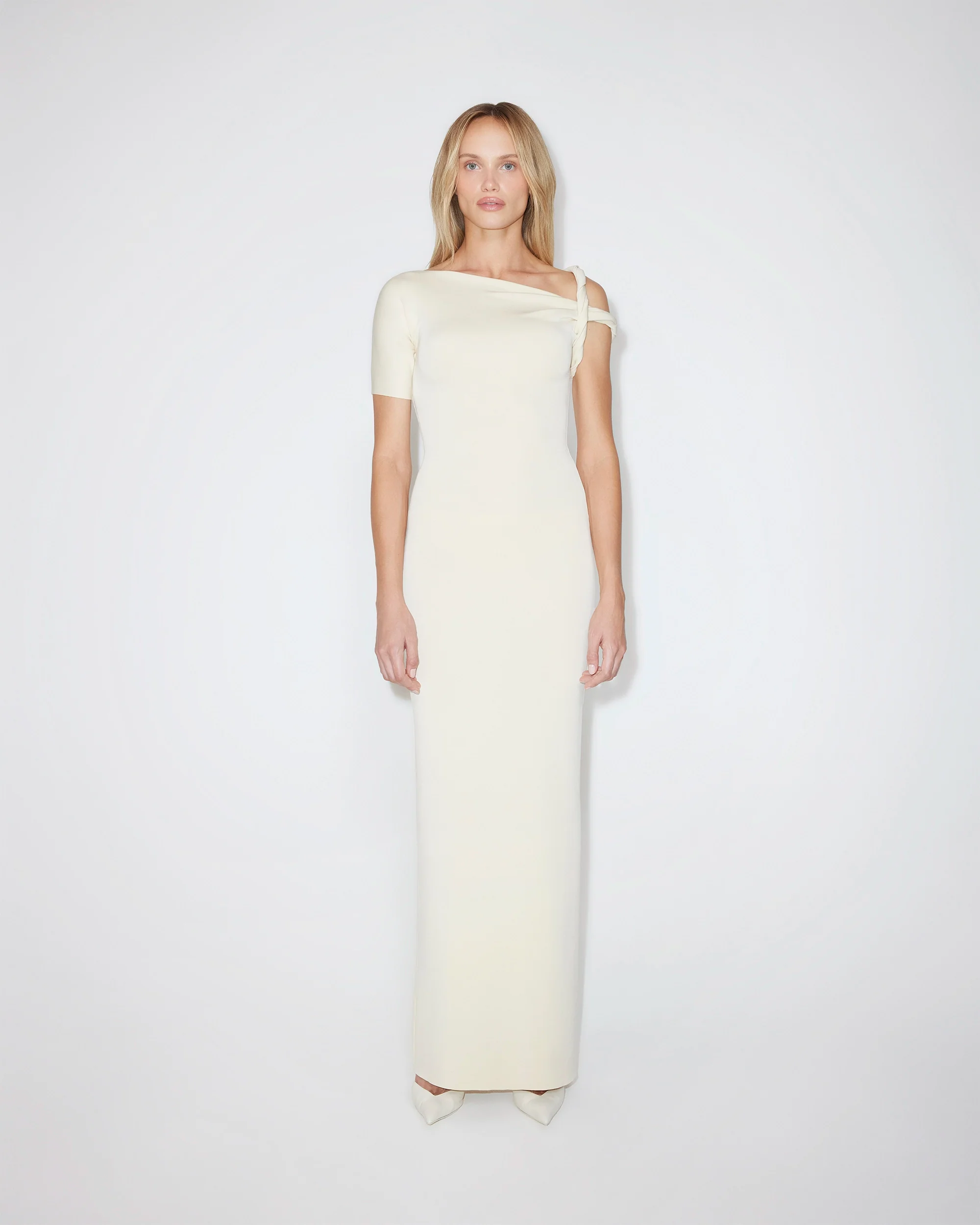 Sueded Stretch Twist Maxi Dress | Stone