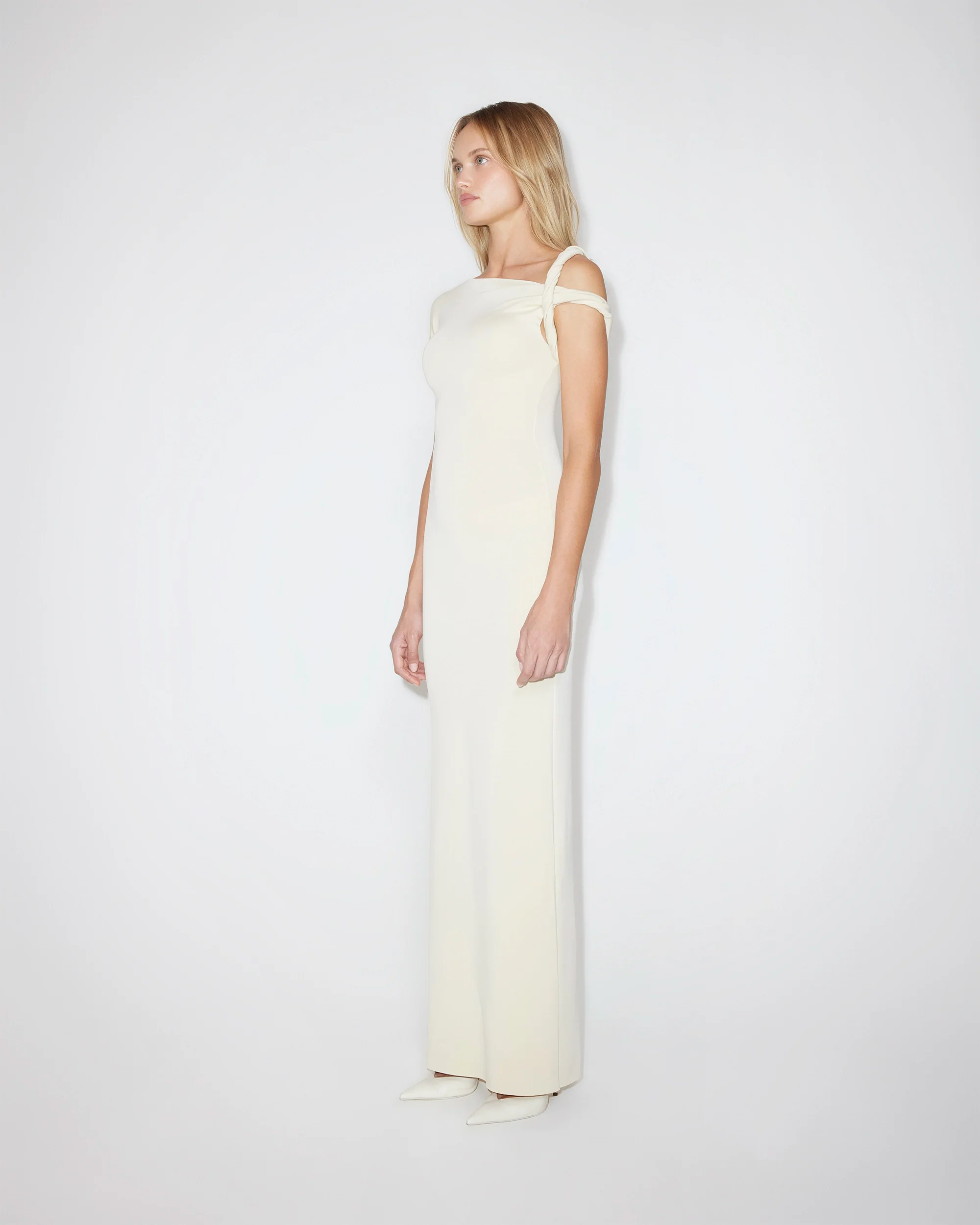 Sueded Stretch Twist Maxi Dress | Stone - Image 3