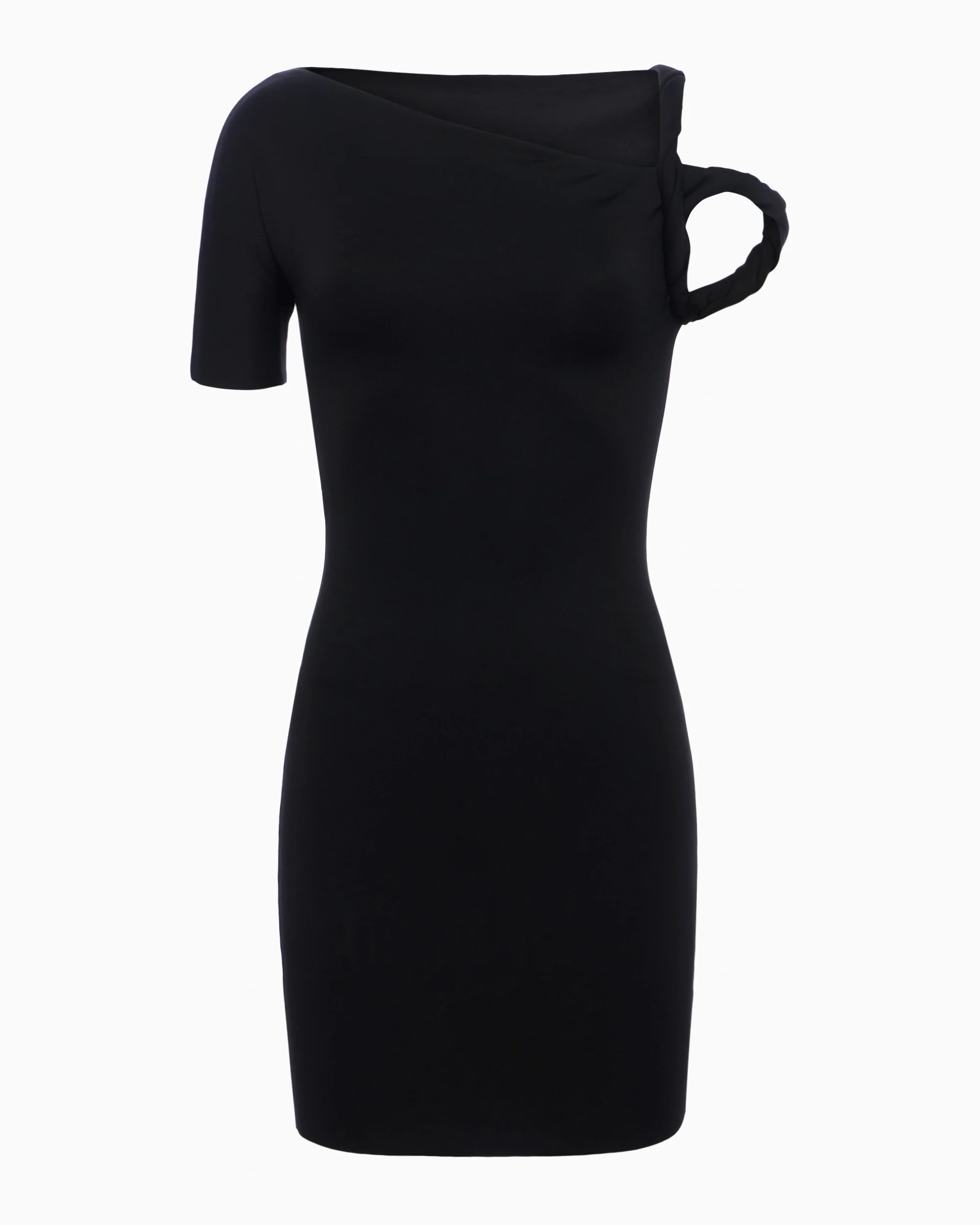 Sueded Stretch Twist Mini Dress | Black - Image 6