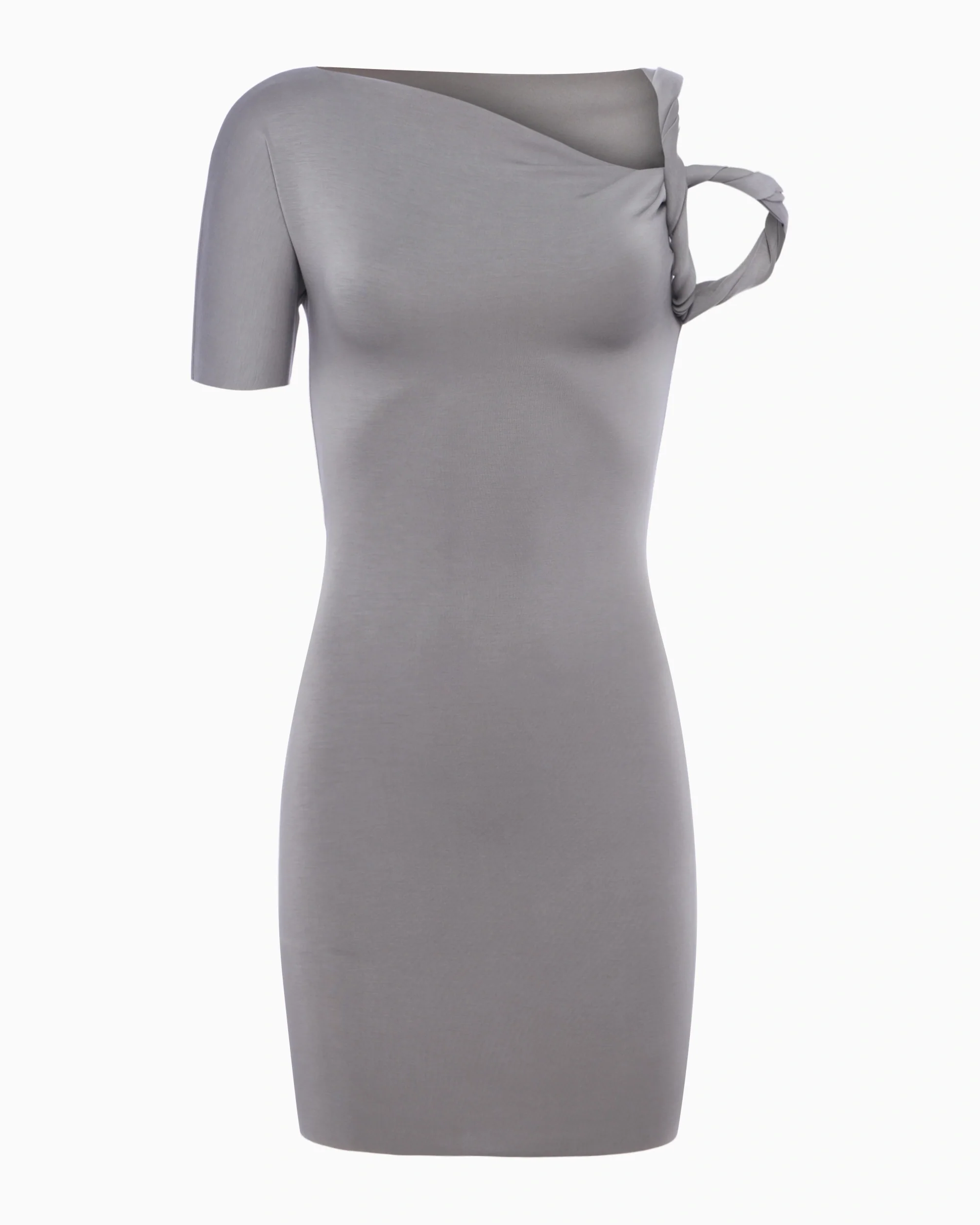 Sueded Stretch Twist Mini Dress | Steel Grey - Image 6